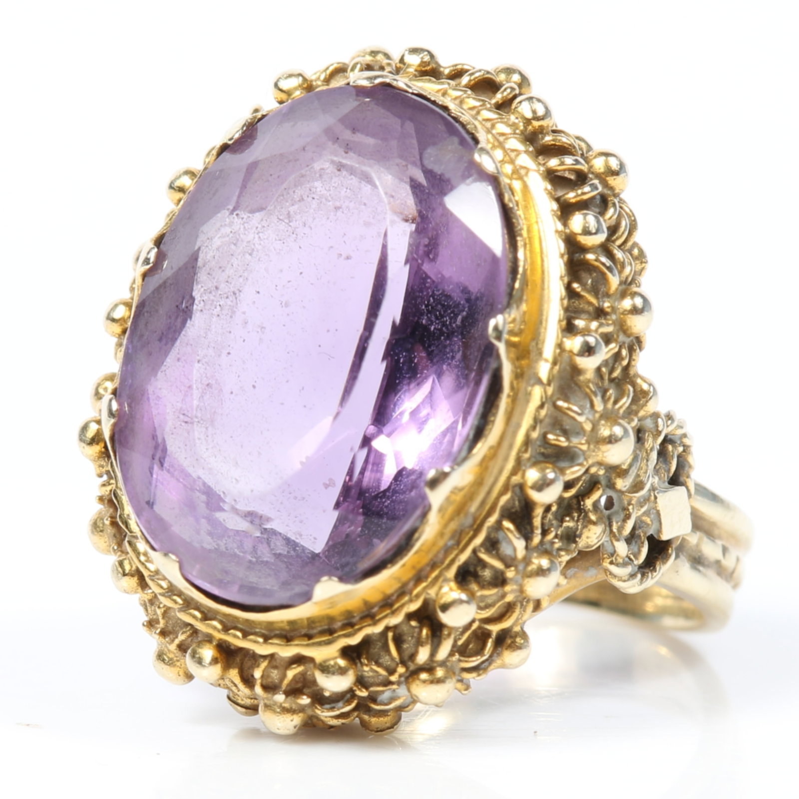 14k Yellow gold Victorian Revival amethyst ring Size 5 1/4 (1 of 10)