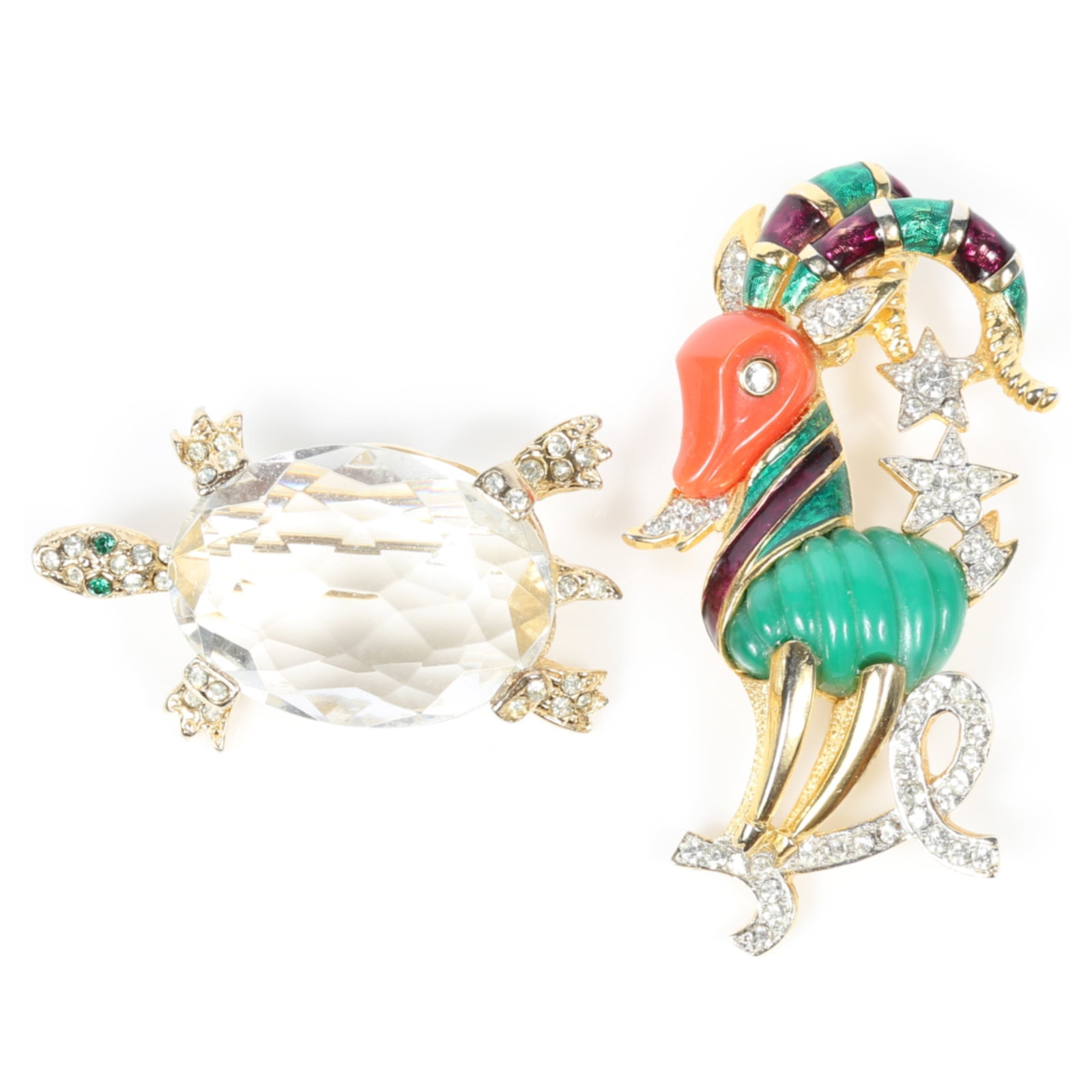 DeNicola Zodiac Capricorn goat brooch with gilt metal, resin, enamel, and rhinestones, and DeNicola (1 of 11)