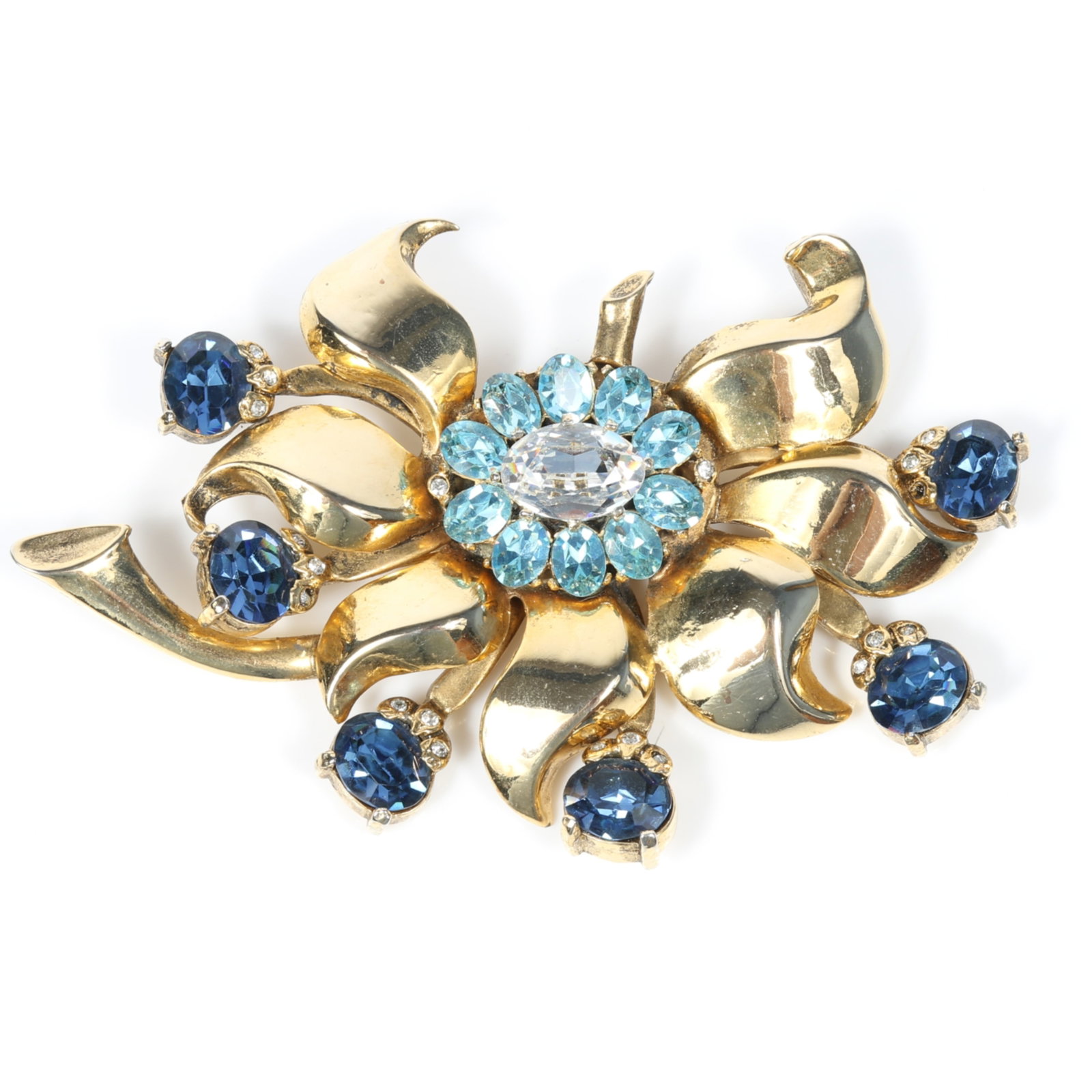 Eisenberg Original "Golden King's Ransom" 1941 floral converted fur clip brooch with gold pot metal (1 of 12)
