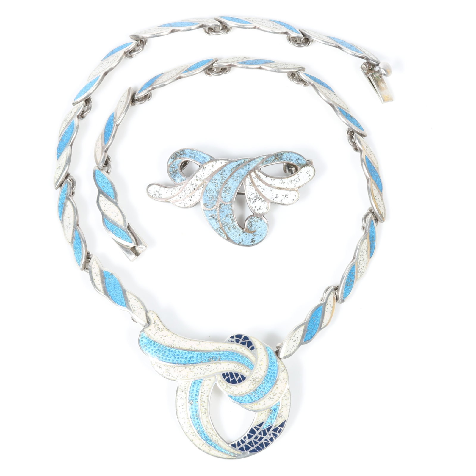 Margot de Taxco Mexican sterling silver and enamel "Changing Faces" elegant knot necklace with (1 of 12)