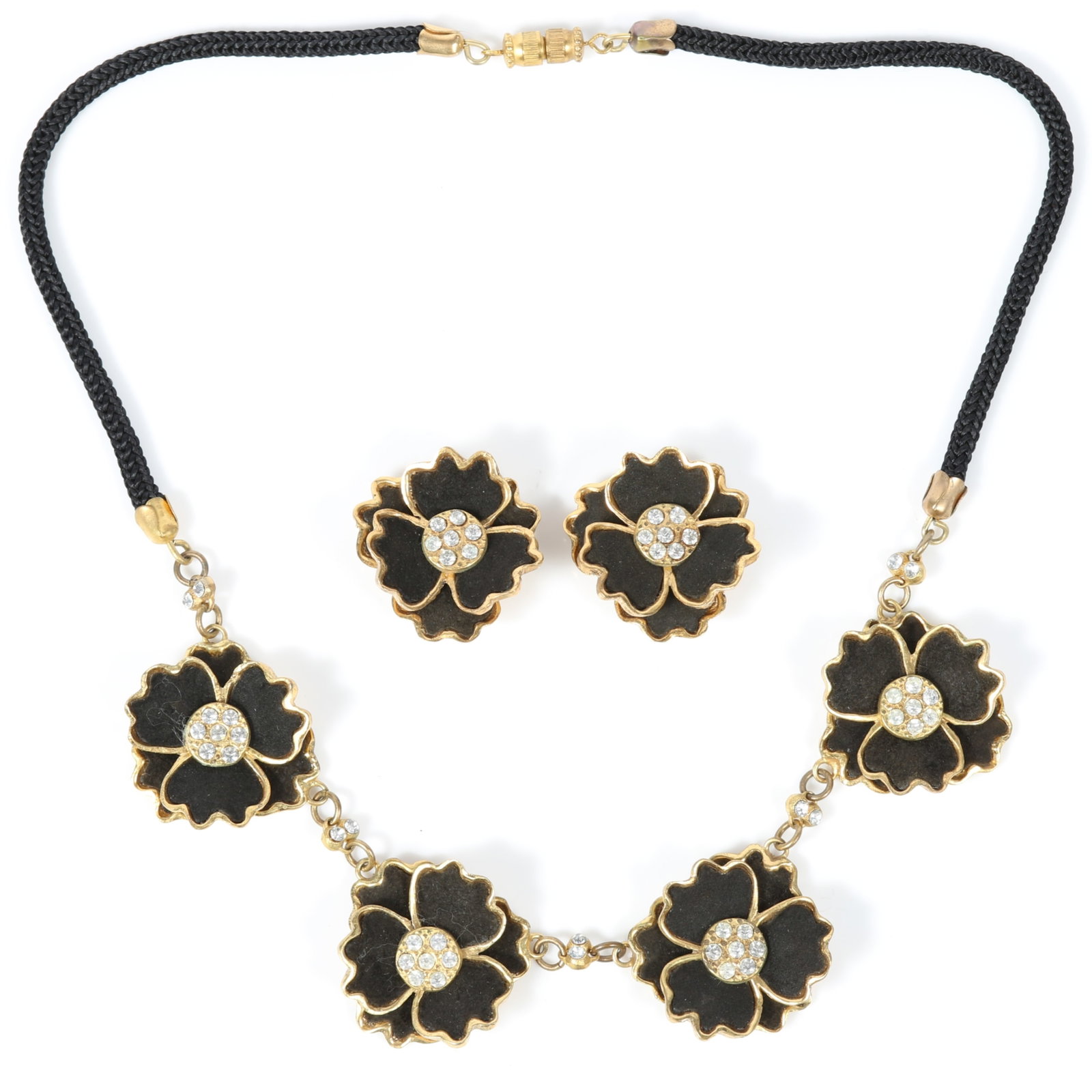 Henry a la Pensee French couture 1930's-1940's demi parure made with gilt metal flowers detailed (1 of 10)