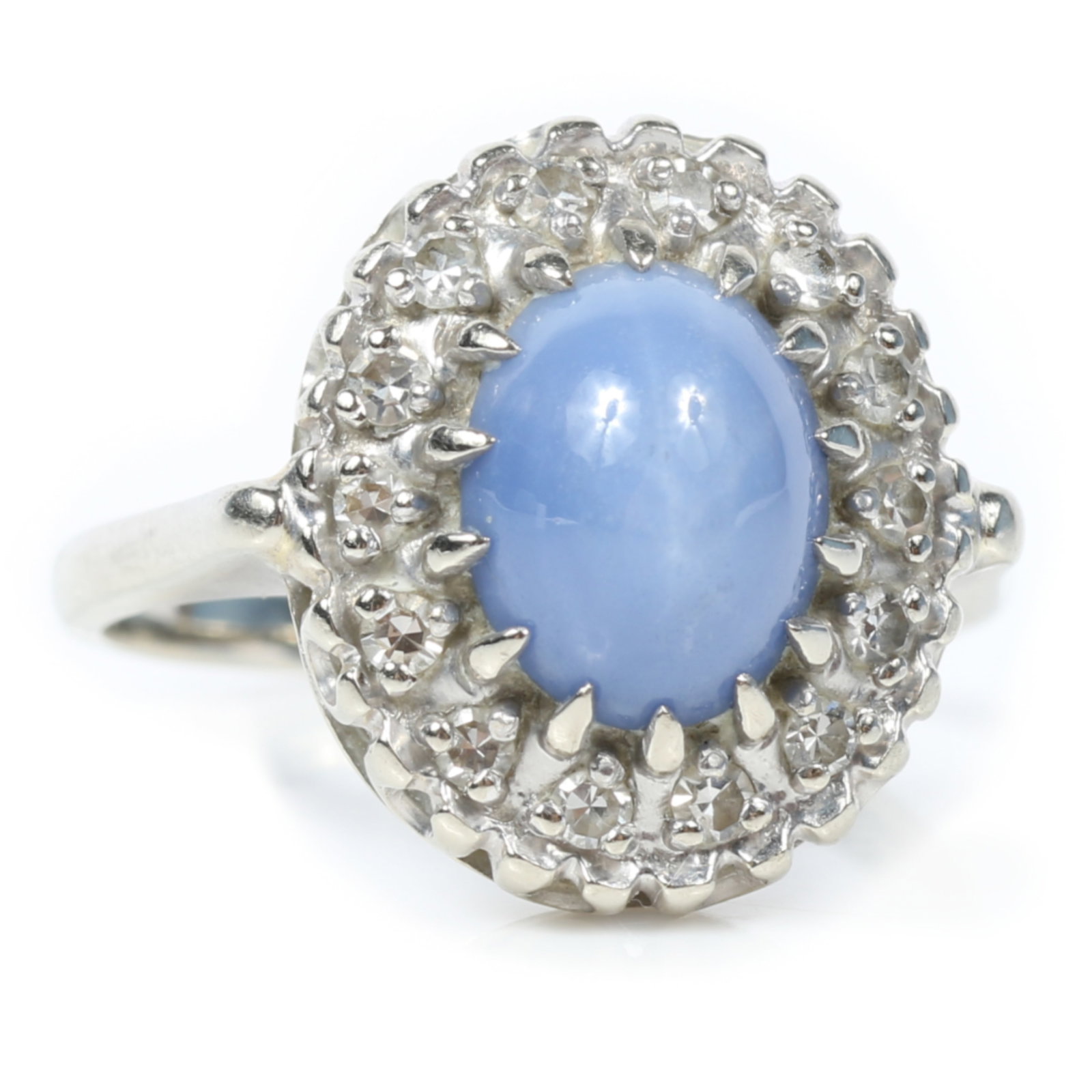 14k White gold star sapphire and diamond cocktail ring Size 5 1/2 (1 of 10)