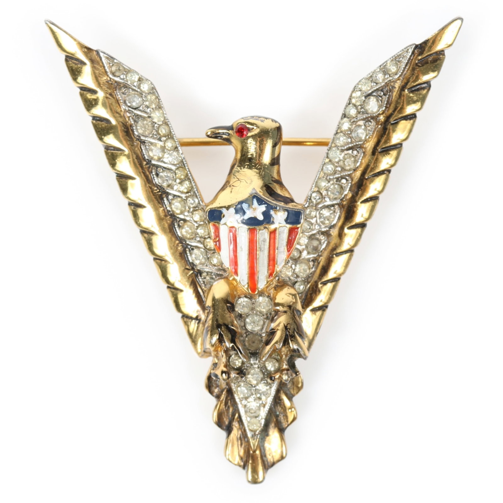 Rare Coro Craft / Corocraft vintage WWII era sterling vermeil V for Victory patriotic eagle brooch (1 of 10)