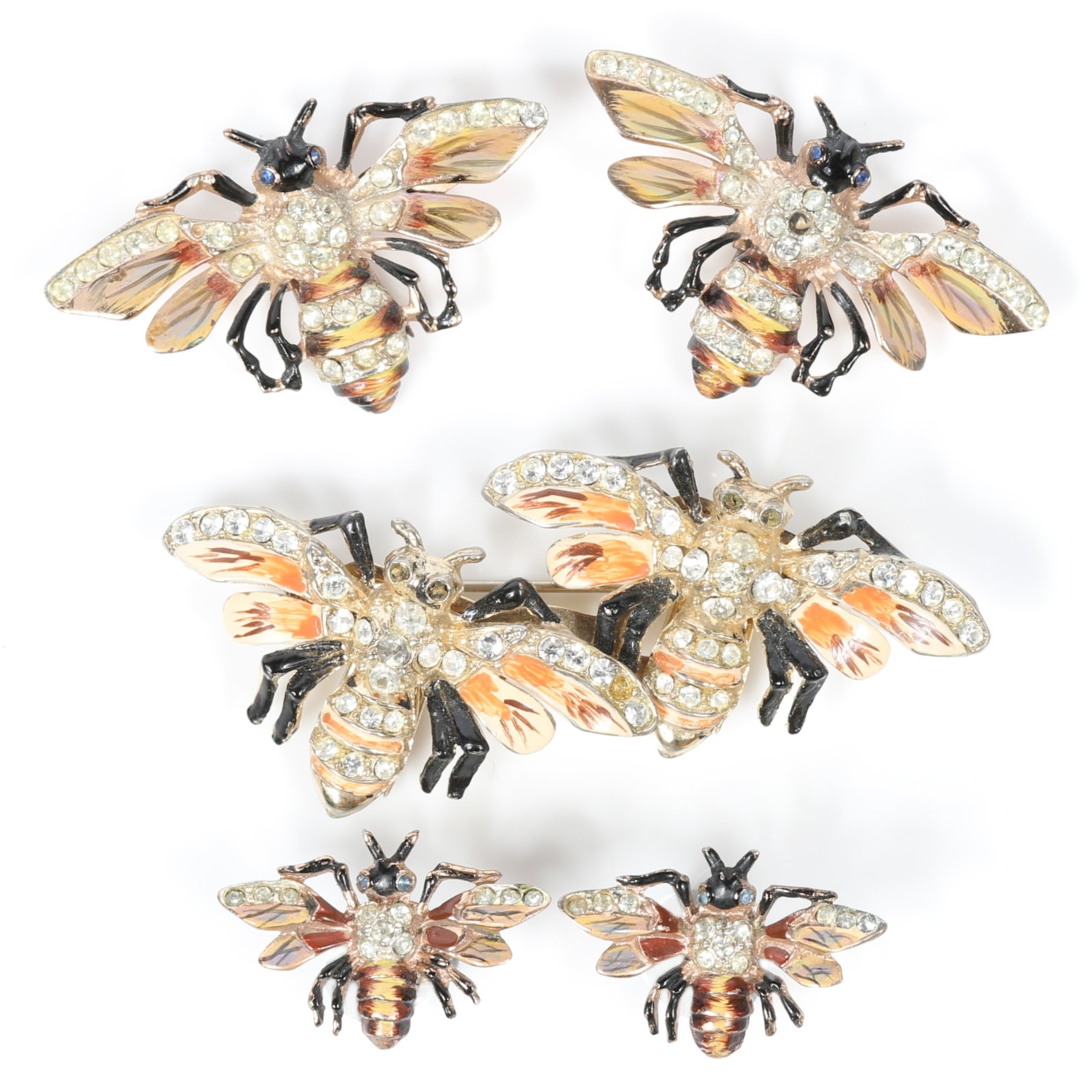 Coro Craft / CoroCraft Queen Bees 4pc group including sterling vermeil, enamel, and diamante Duette, (1 of 11)