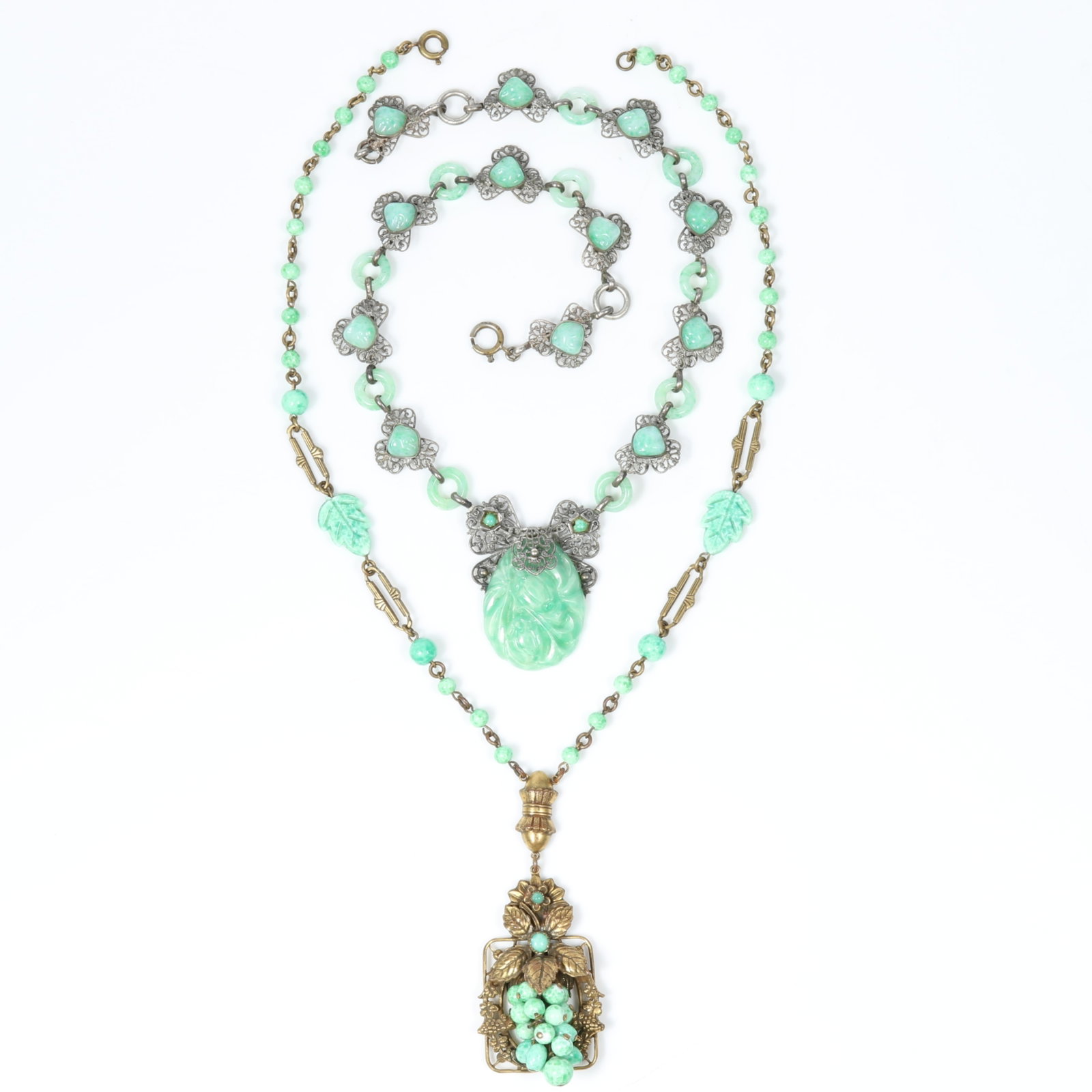 Pair of Art Deco Peking glass Czech necklaces 18"L x 3"Drop (grapes) (1 of 11)