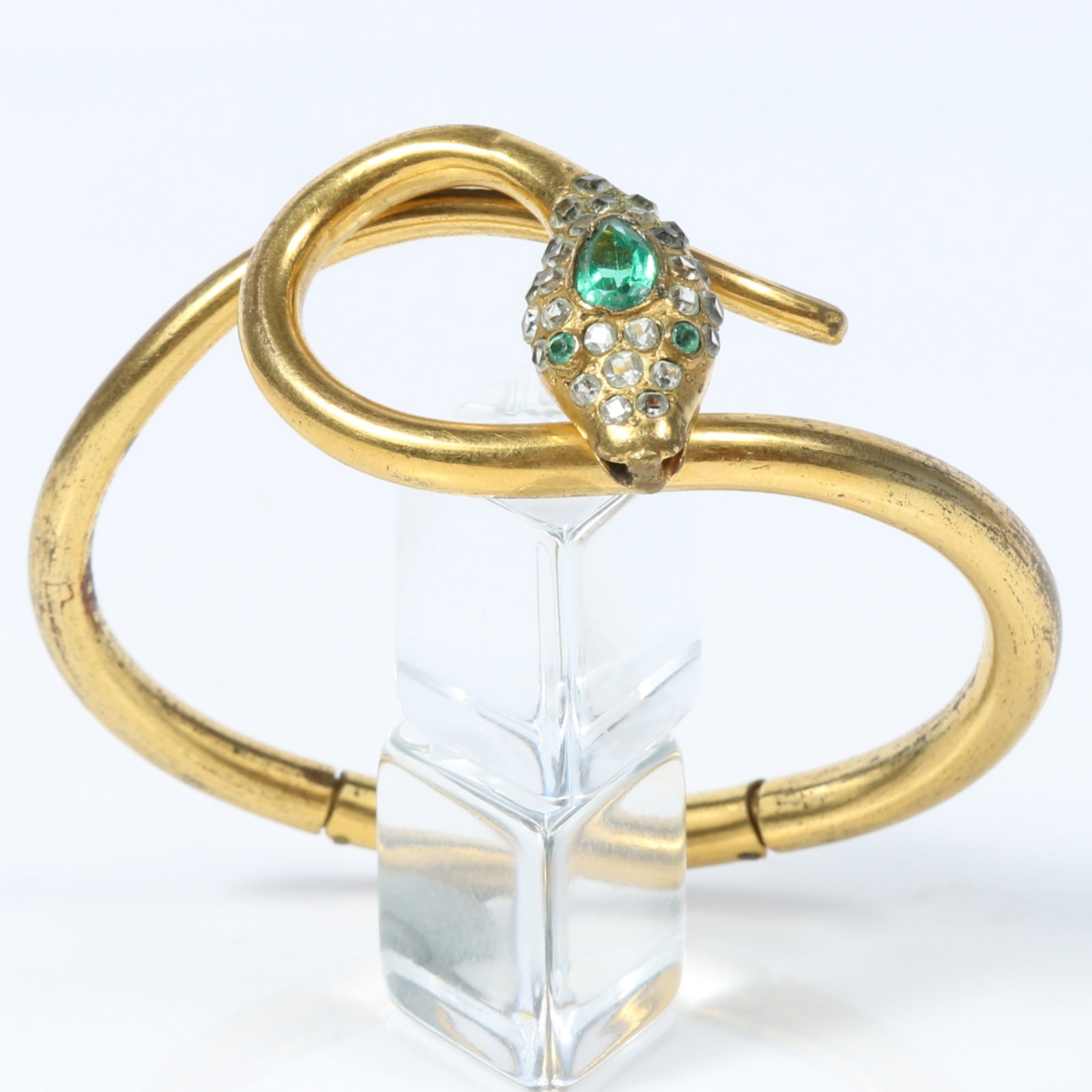 Fabulous Victorian gold filled snake bangle bracelet with clear and colored paste stone decorated (1 of 16)