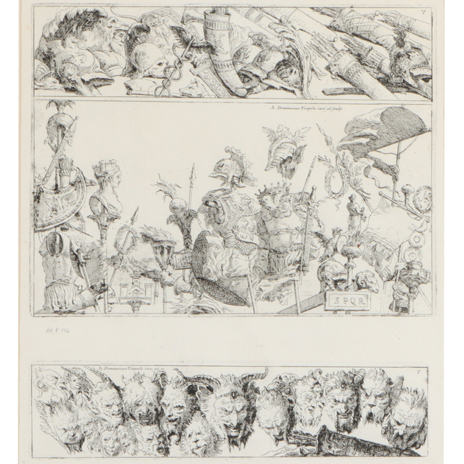 Giovanni Domenico Tiepolo, Italian (1727?1804), Arms and Attributes of Roman Warriors / Heads of (1 of 14)