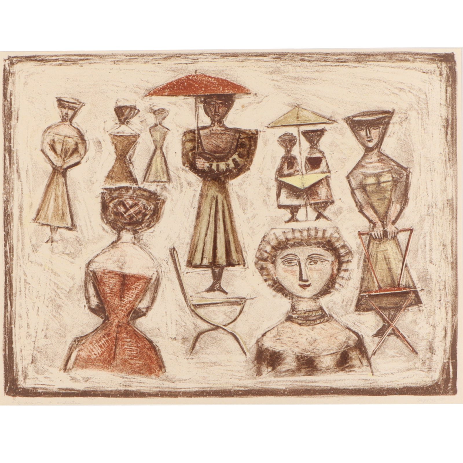 Massimo Campigli, Italian (1895?1971), Passeggiata Romana (Roman Promenade), color lithograph, 17 (1 of 9)