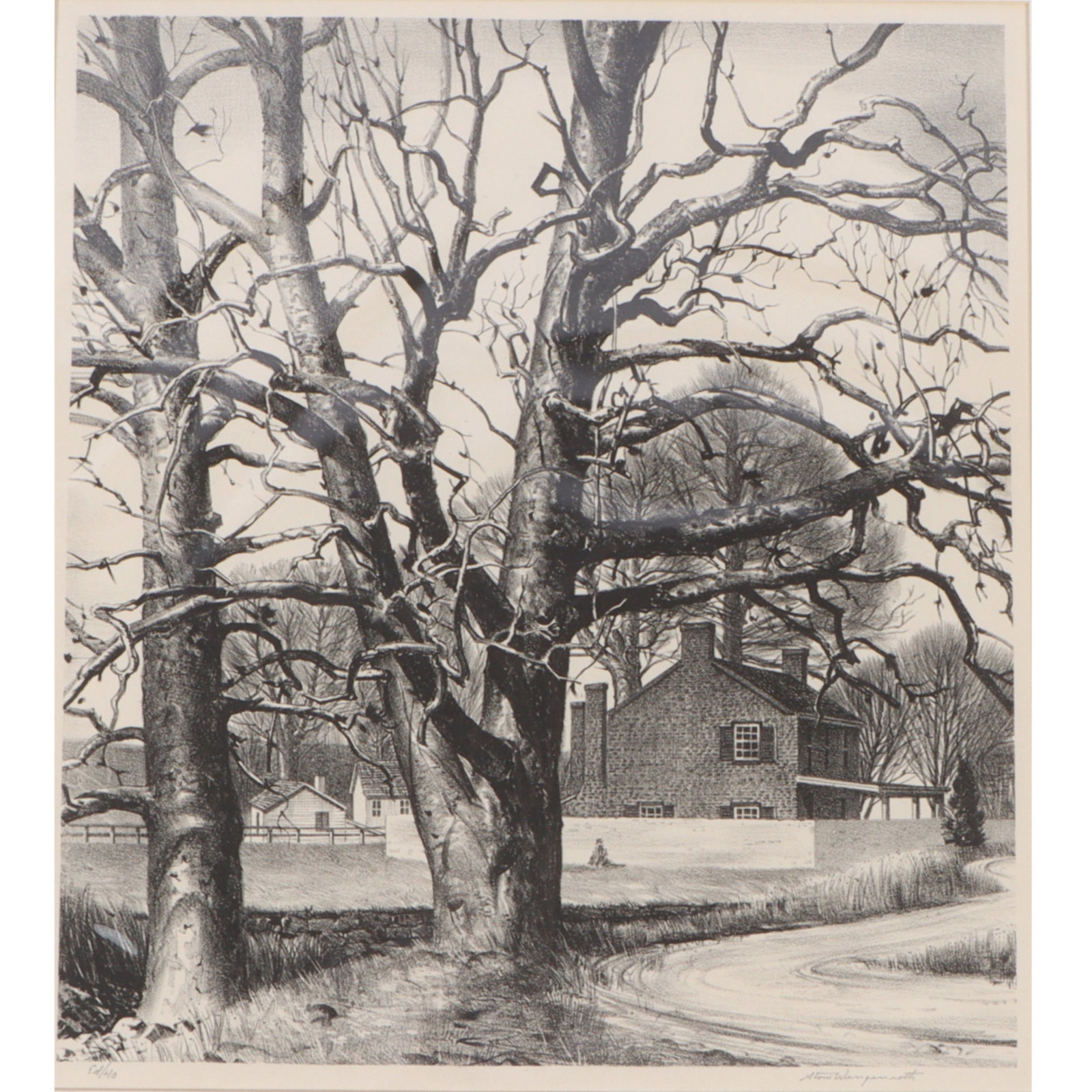 Stow Wengenroth, American (1906-1978), Bucks County, 1944, lithograph, 18"H x 14"W(paper), 22"H x (1 of 18)