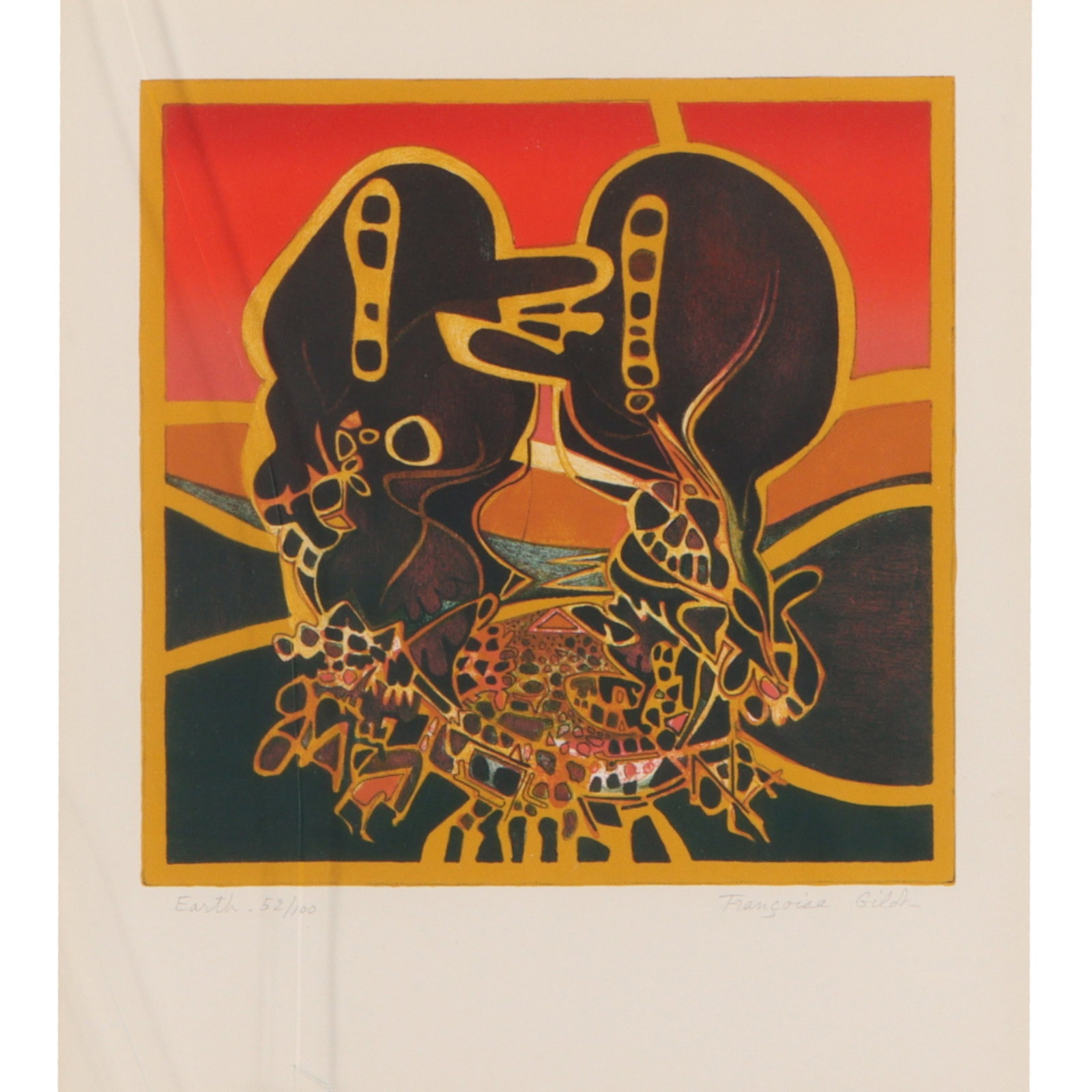 Francoise Gilot, French (1921-2023), Earth, from the The Four Elements series, lithograph, 16"H x 13 (1 of 13)