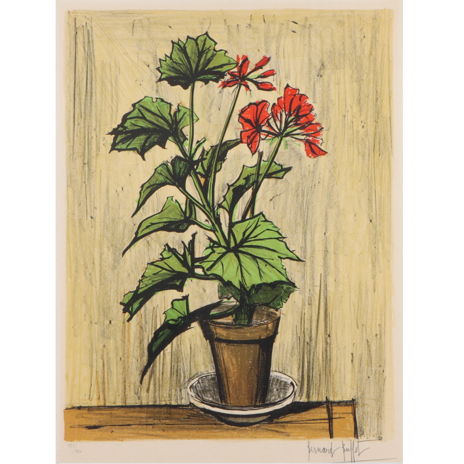 Bernard Buffet, French (1928-1999), Geraniums, color lithograph, 27 1/4"H x 20 1/2"W(sight), 35 (1 of 10)