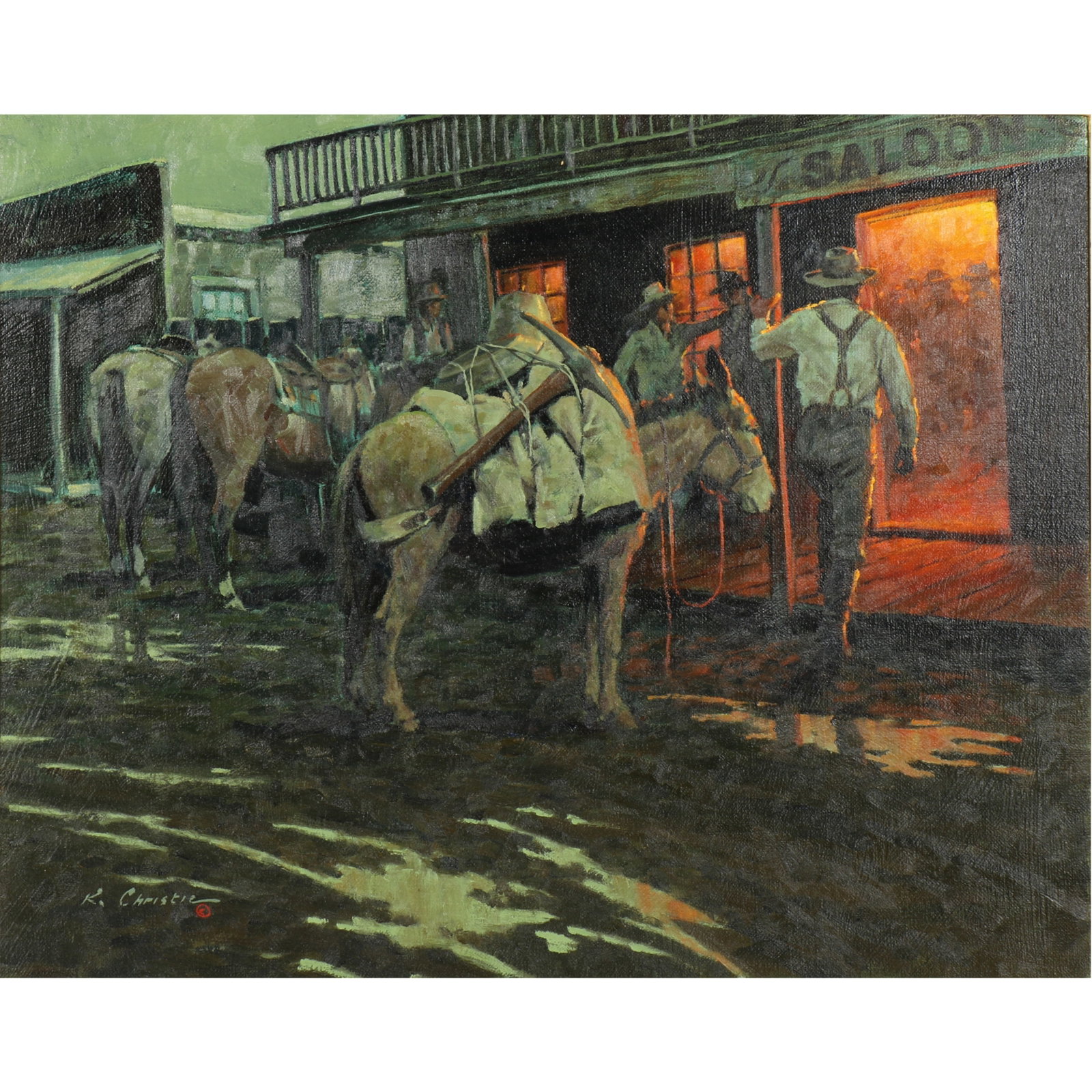 Keith Christie, American (1935-2017), Rough & Ready, California 1850, 2007, oil on canvas, 15 3/4"H (1 of 12)