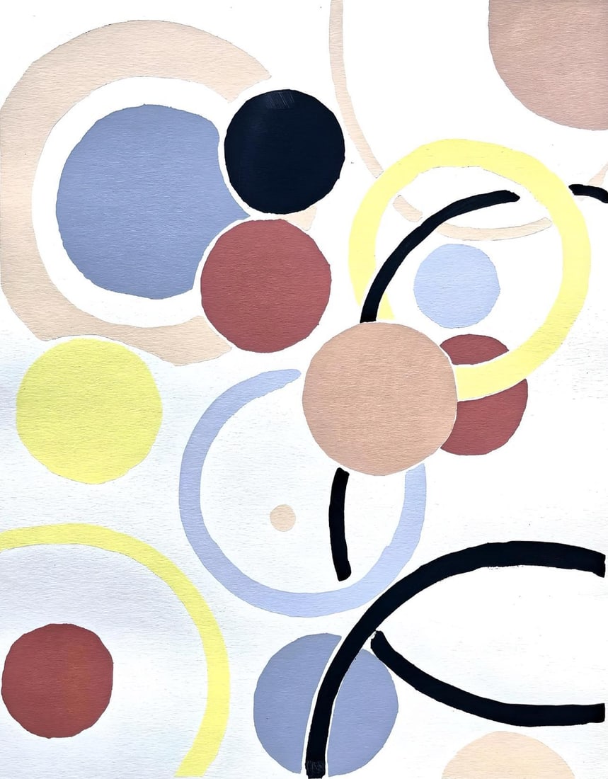 Delaunay, Planche No. 2, Compositions, couleurs, idées Sonia Delaunay: Colour stencil with dense gouache inks on wove paper. Unsigned and unnumbered with printed title-heading designed by Delaunay, upper left, as issued. Good Condition; never framed or matted. Reference 