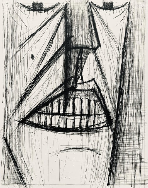 Bernard Buffet, Composition (Reinz 208-222), Voyages Fantastiques, Limited Edition Etching: Drypoint etching on papier de Rives B.F.K. pur fil paper. Paper size: 16.125 x 12.875 inches. Excellent condition. Unsigned and unnumbered, as issued. Notes: From the folio, Voyages fantastiques aux &