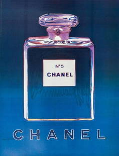 Andy Warhol, Chanel No. 5, Official Edition Chanel Ltd. Advertising Campaign Lithograph, 1997: Offset lithograph on vélin paper, conservation mounted on linen canvas, as issued. Paper Size: 29 x 22 inches. Excellent condition. Inscription: Signed in the plate and unnumbered, as issued. Not