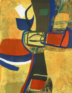 Maurice Estève, Corne à LicouXXe Siècle, Limited Edition Lithograph: Lithograph on vélin paper. Paper Size: 12.5 x 9.75 inches. Excellent condition. Inscription: Unsigned and unnumbered, as issued. Notes: From the volume, XXe Siècle, N°25, 1965. Published and printe