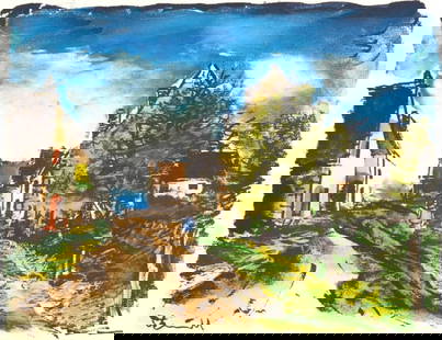 Maurice de Vlaminck, Paysage d'Ile-de-France, Douze Contemporains, Limited Edition Lithograph: Lithograph and stencil on vélin paper. Paper size: 13.25 x 18.25 inches. Excellent condition. Unsigned and unnumbered, as issued. Notes: From the folio, Douze Contemporains, 1959. Published by &#