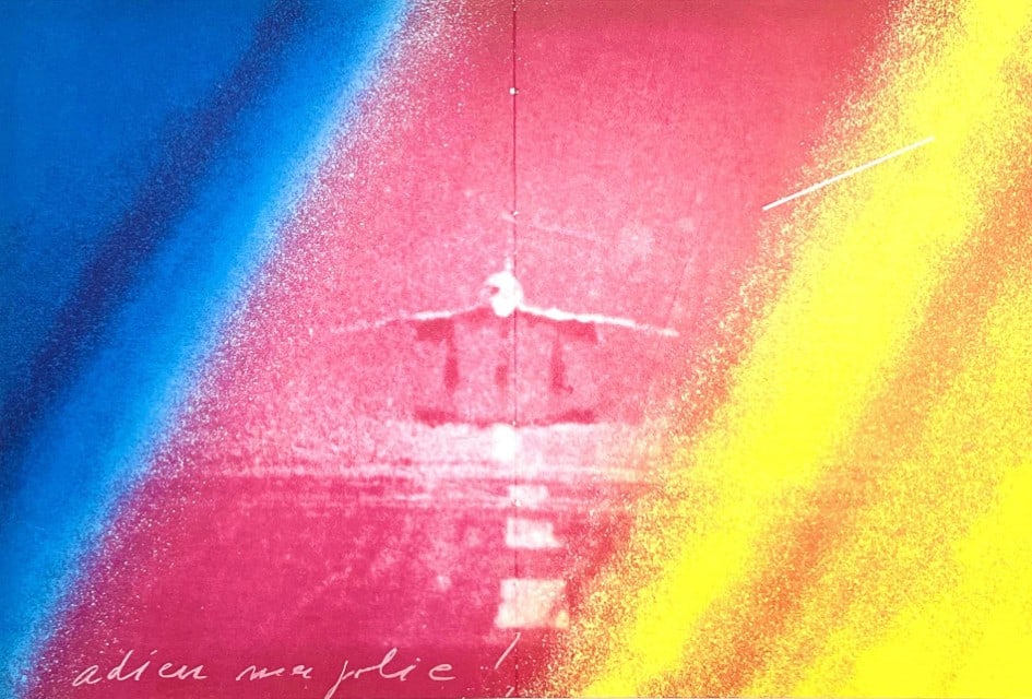 Jacques Monory, Composition, Hommage à Aimé et Marguerite Maeght, Derrière le miroir, Limited: Lithograph on vélin paper. Paper size: 15 x 22 inches. Excellent condition, with centerfold, as issued. Inscription: Unsigned and unnumbered, as issued. Notes: From Derrière le miroir, Hommage à Ai