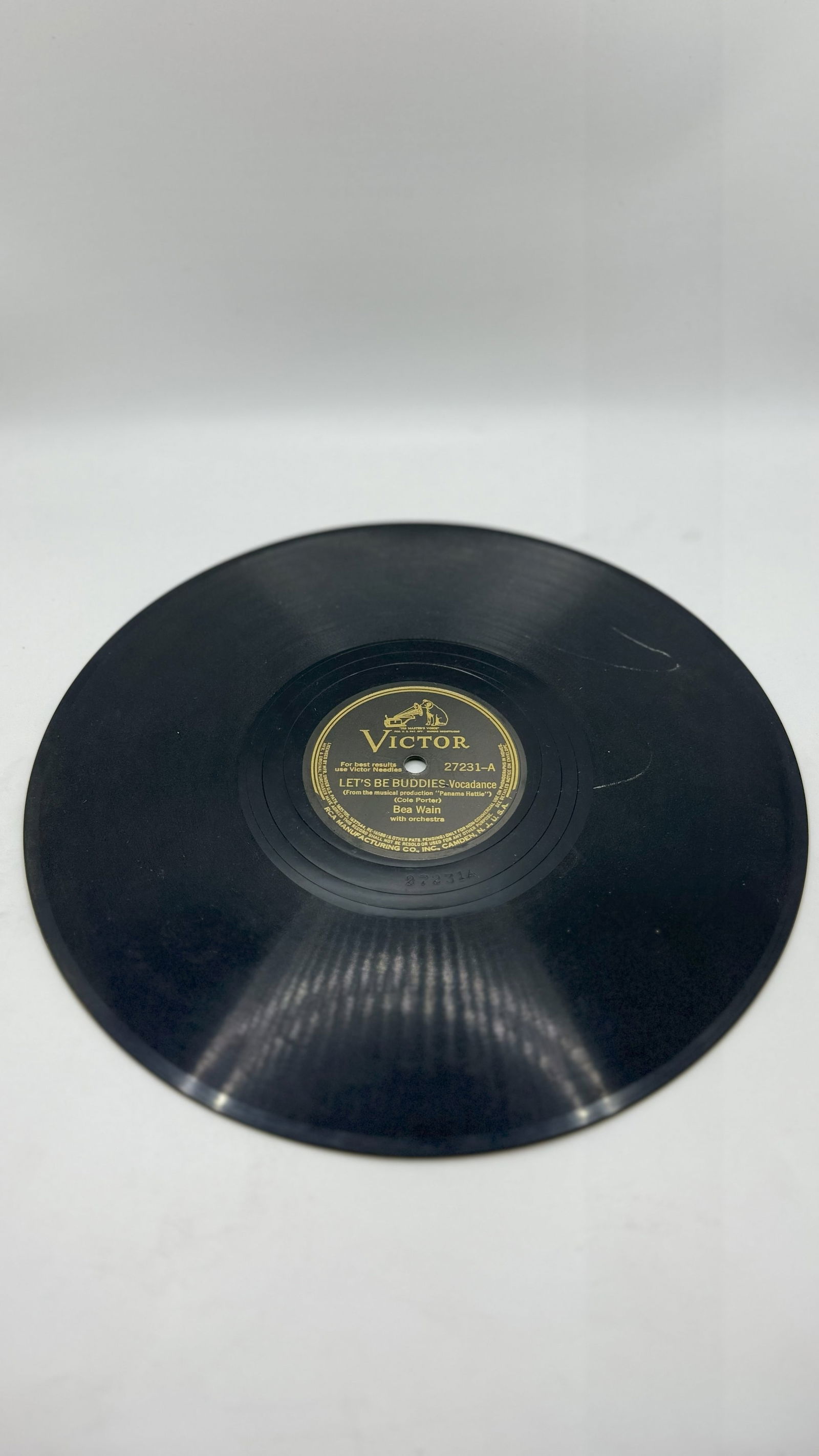 Victor Records Let's Be Buddies/Make It Another Old Fashioned: 78rpm Victor Records Let's Be Buddies/Make It Another Old Fashioned By Bea Wain With Orchestra. It is designed to be played on a Victrola Record player. It can also be played on specialized Record Pla