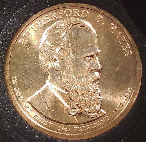 UNITED STATES $1 RUTHEREFORD B.HAYES: Born in Ohio in 1822, Rutherford B. Hayes was educated at Kenyon College and Harvard Law School. He fought in the Civil War and was wounded in action. While he was still in the Army, Cincinnati Republ