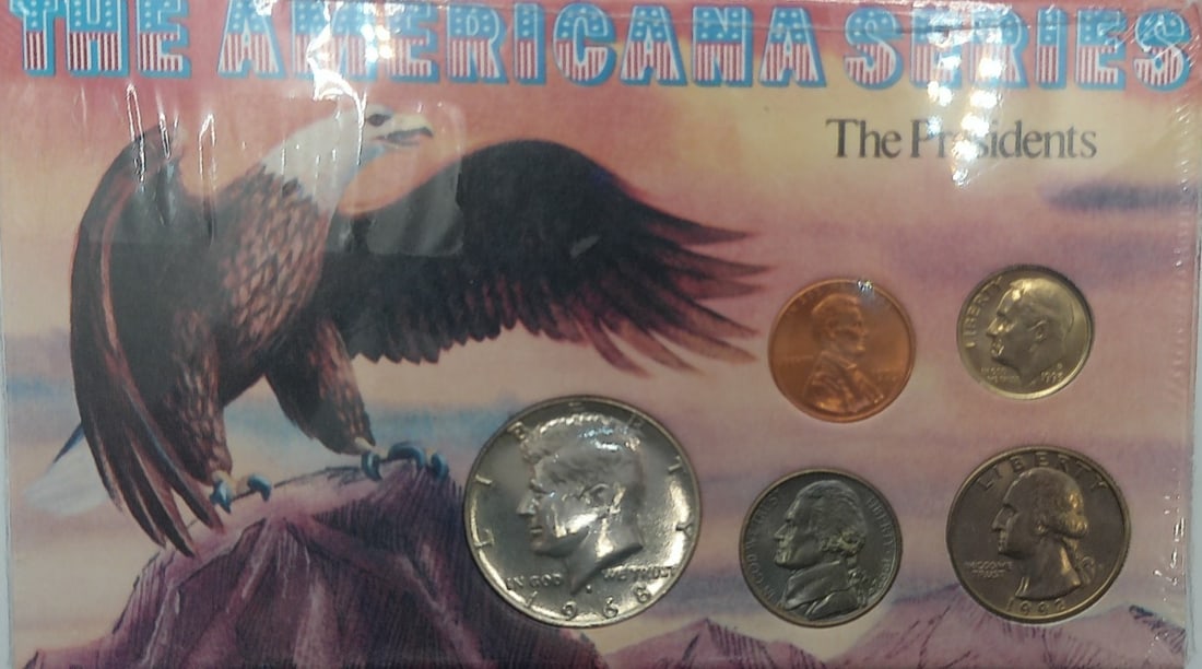 UNITED STATES THE AMERICANA SERIES THE PRESIDENTS COINS: This special collection is a collage of American History. Five twentieth century U.S. Mint coins honor some of our nation's most celebrated and beloved Presidents. The historic coins include the Silve
