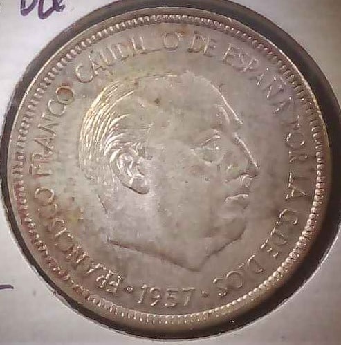 SPAIN 1957 FRANCISCO FRANCO 5 PTAS (1 of 2)