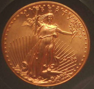 UNITED STATES 2000 1 TROY OZ GOLD 50 DOLLAR COIN: The 2000 $50 Gold American Eagle coin is a 1 troy ounce gold coin with a face value of $50. It was designed by Augustus Saint-Gaudens and Miley Busiek and minted in Philadelphia. The coin has the foll