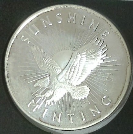 SUNSHINE MINT ONE TROY OUNCE ROUND .999 FINE SILVER (1 of 2)