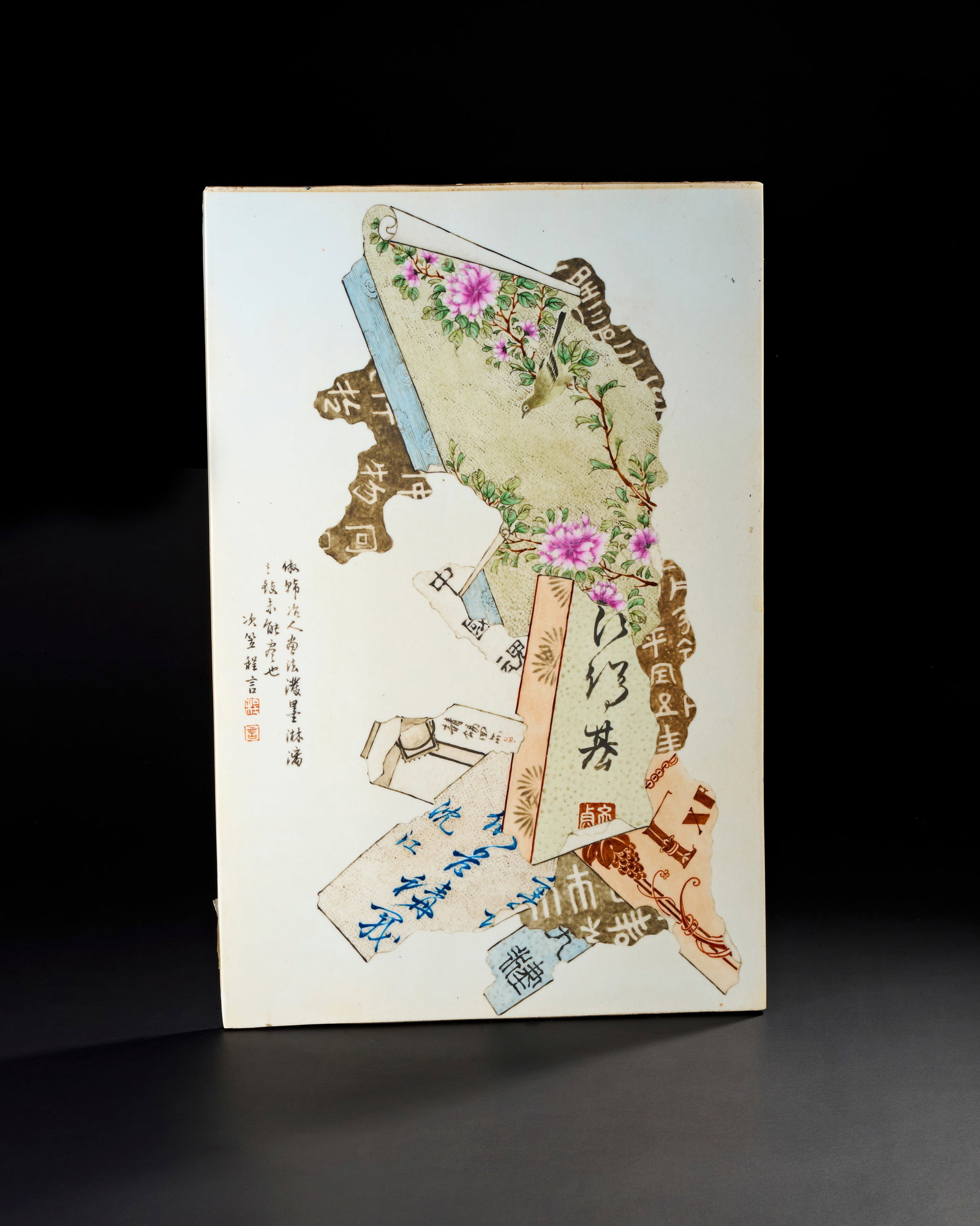 A LARGE CHINESE PORCELAIN 'QIAN JIANG CAI' PLAQUE, REPUBLIC PERIOD, 20TH CENTURY (1 of 3)