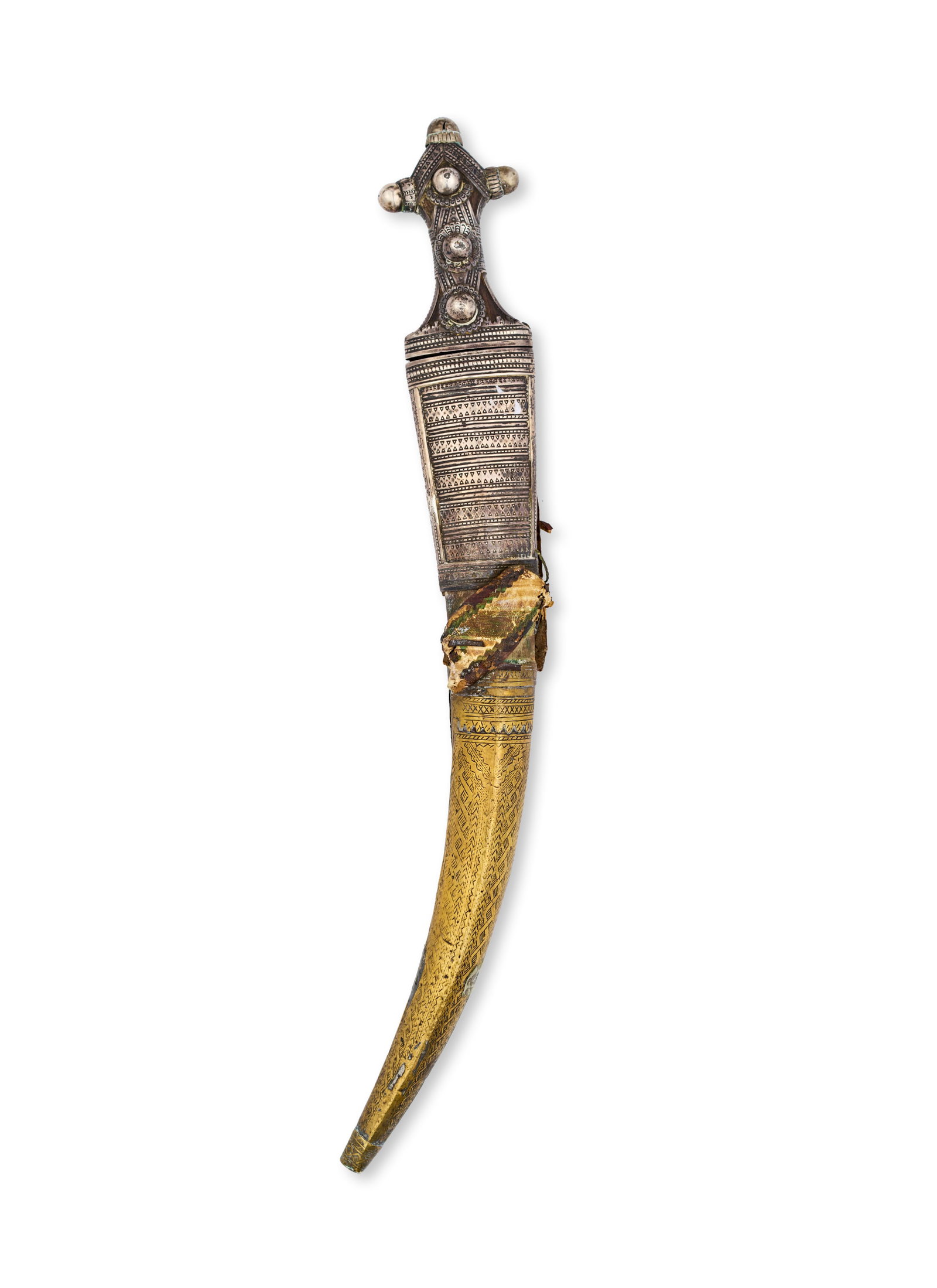 A LARGE ARAB SAUDI WAHABI SILVER MOUNTED DAGGER, 19TH - 20TH CENTURY (1 of 4)