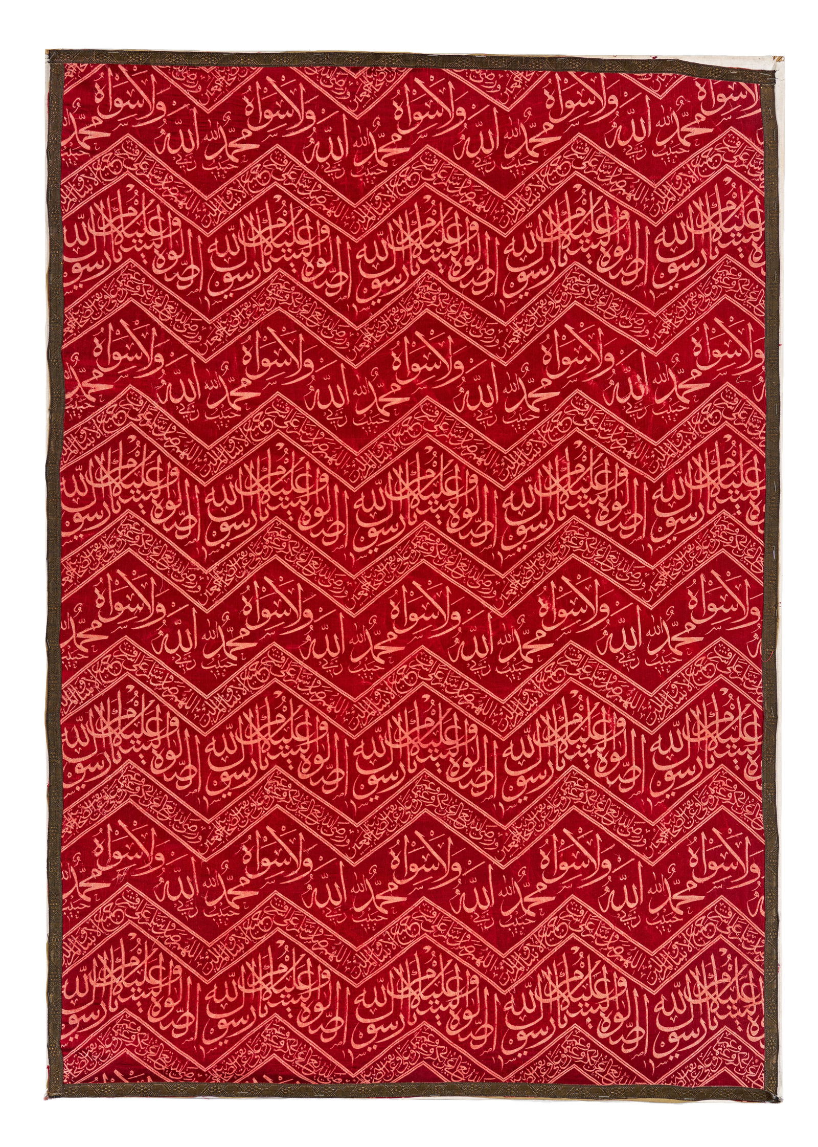 A FRAMED RED KAABA KISWA TEXTILE, TURKEY, OTTOMAN 19TH/20TH CENTURY (1 of 3)