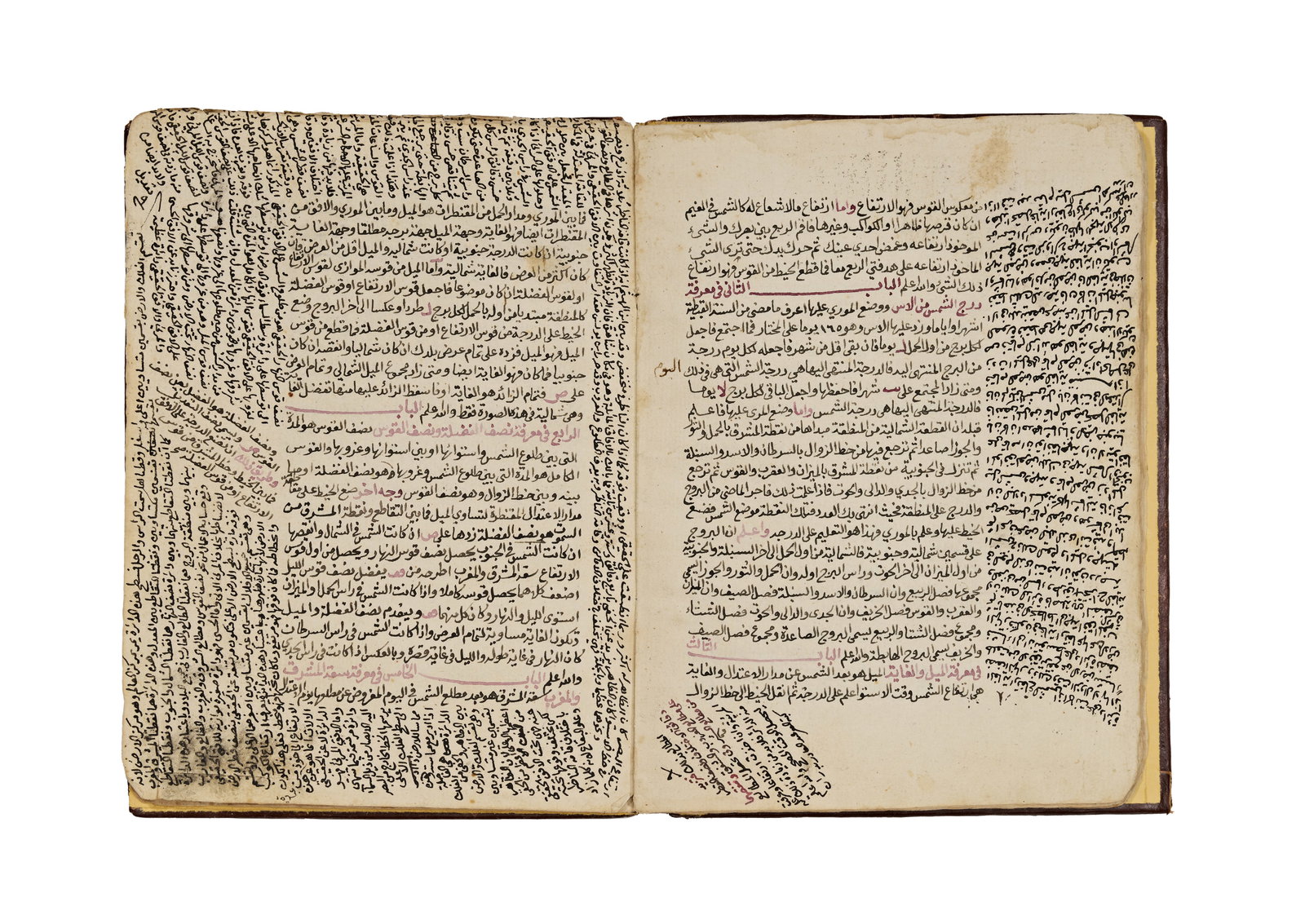 AN ISLAMIC MANUSCRIPT THE BOOK OF TEN CHAPTERS ON THE USE OF THE ALMUCANTAR QUADRANT, 1300 AH - 1882: This item is a nineteenth-century Arabic manuscript compendium, or majmua, containing multiple astronomical and mathematical treatises. The primary work is identified on the opening page as Kitab al-A
