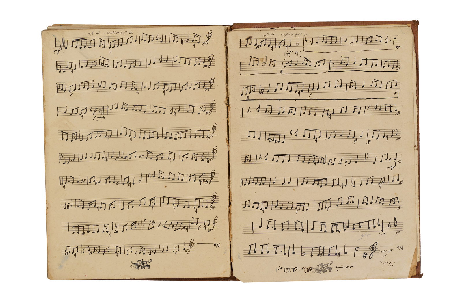 AN OTTOMAN PERIOD BOUND VOLUME OF MUSIC, RISALE-I MUSIQIYYE (CHANT TURC). CONSTANTINOPLE, 19TH (1 of 9)