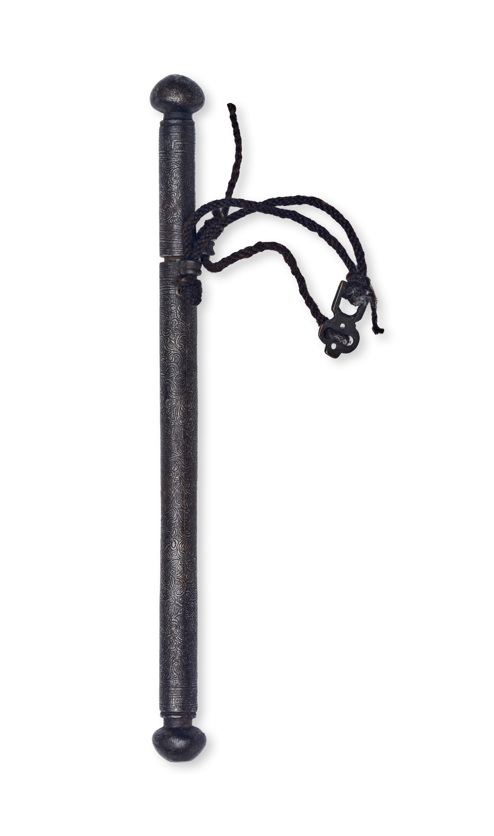 A SILVER INLAID BRONZE MACE, TIBETAN OR KOREAN, 19TH CENTURY (1 of 2)