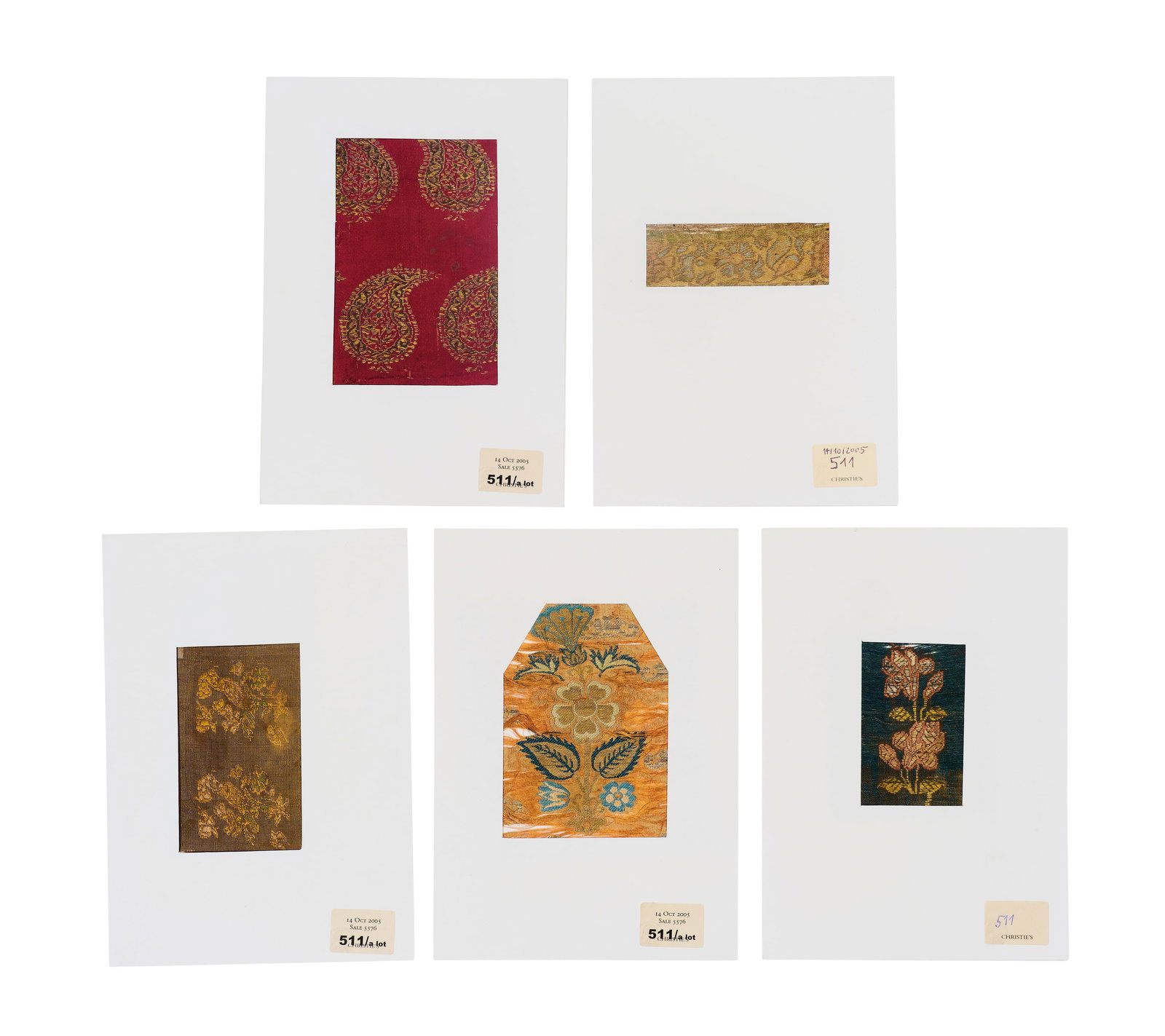 A GROUP OF FIVE SAFAVID TEXTILE FRAGMENTS, 17TH - 18TH CENTURY (1 of 4)