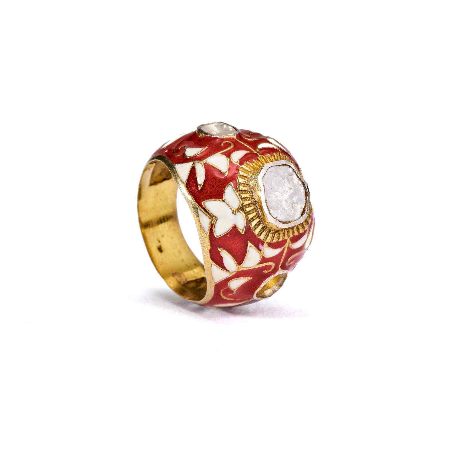 AN INDIAN MEENAKARI ENAMELLED RING, 20TH CENTURY (1 of 4)