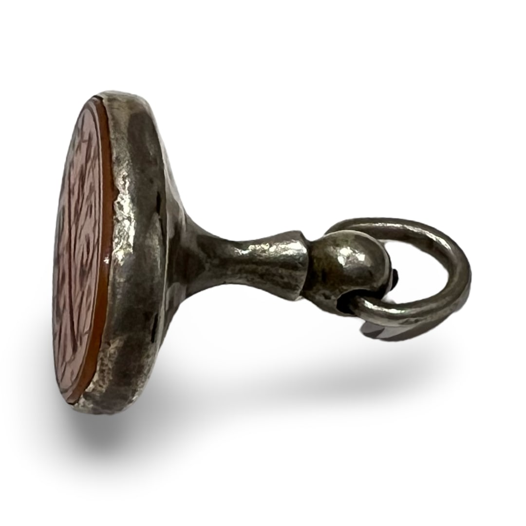 ANTIQUE SILVER AND CARNELIAN INTAGLIO FOB SEAL (1 of 3)