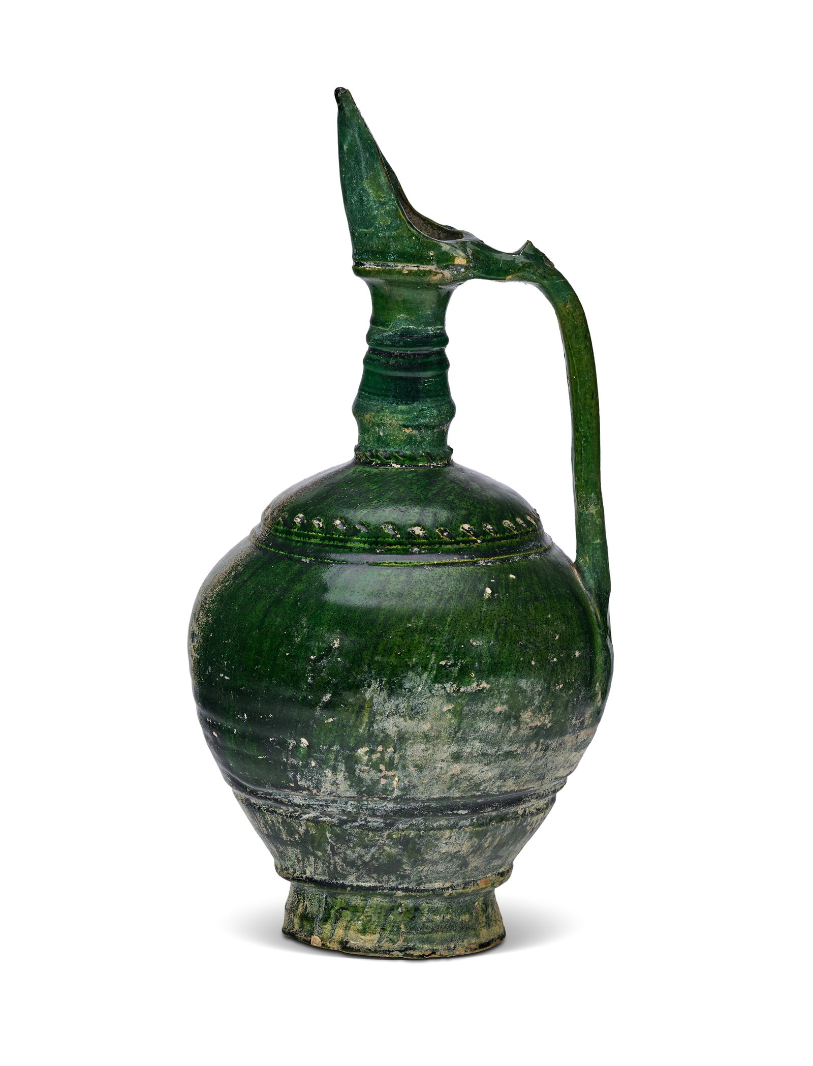AN UMAYYAD MONOCHROME POTTERY EWER SYRIA OR MESOPOTAMIA, 8TH - 9TH CENTURY (1 of 6)