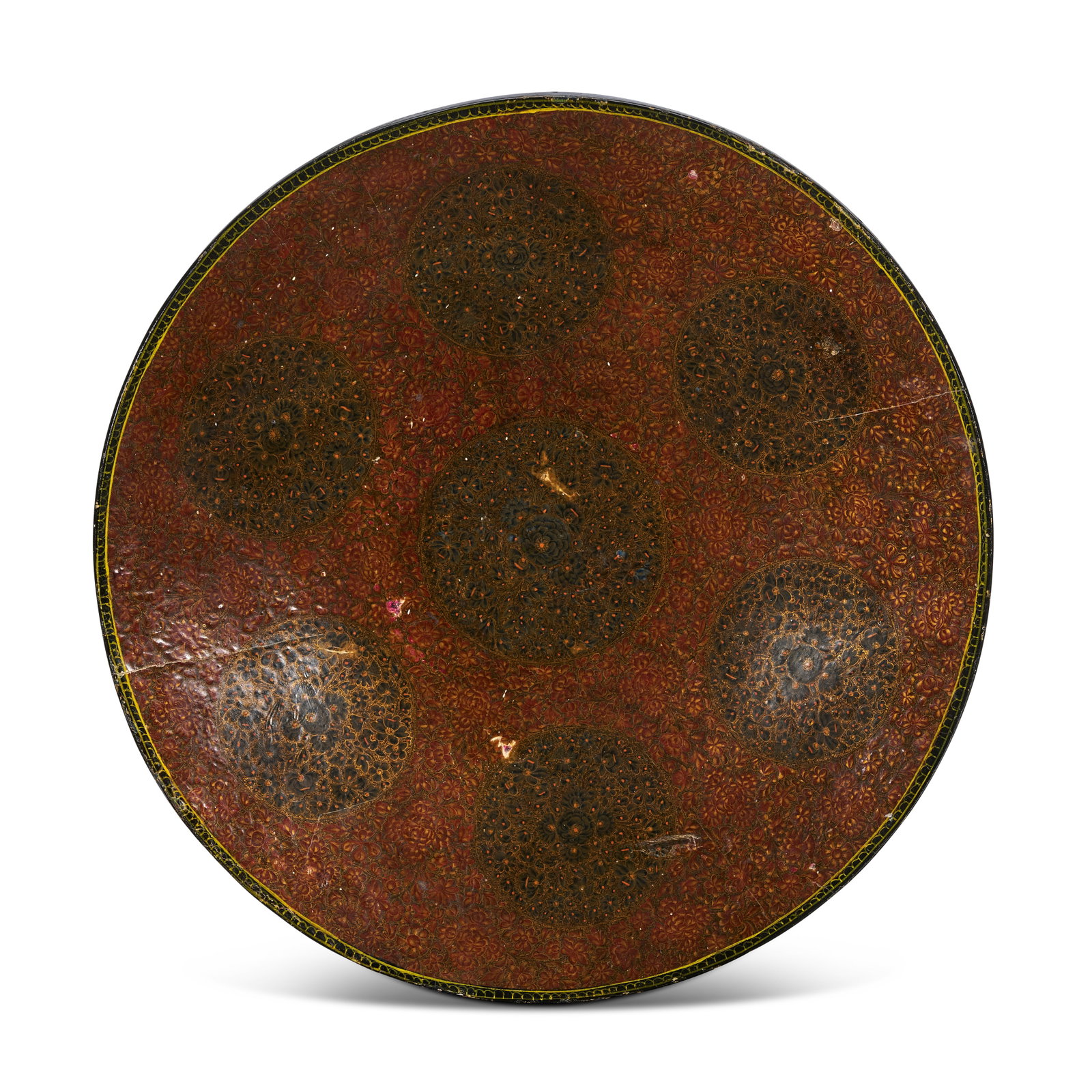 A KASHMIRI LACQUERED PAPIER-MACHE DISH, LATE 19TH - EARLY 20TH CENTURY (1 of 3)