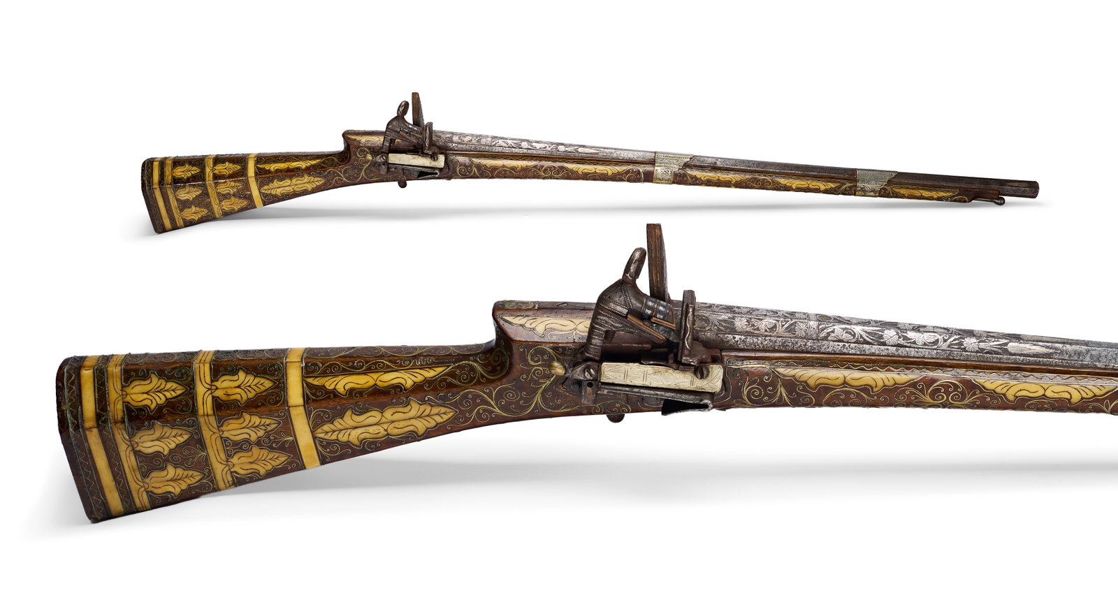 AN OTTOMAN TURKISH MIQUELET LOCK RIFLE (TUFEK) WITH INLAID STOCK, 19TH CENTURY (1 of 6)