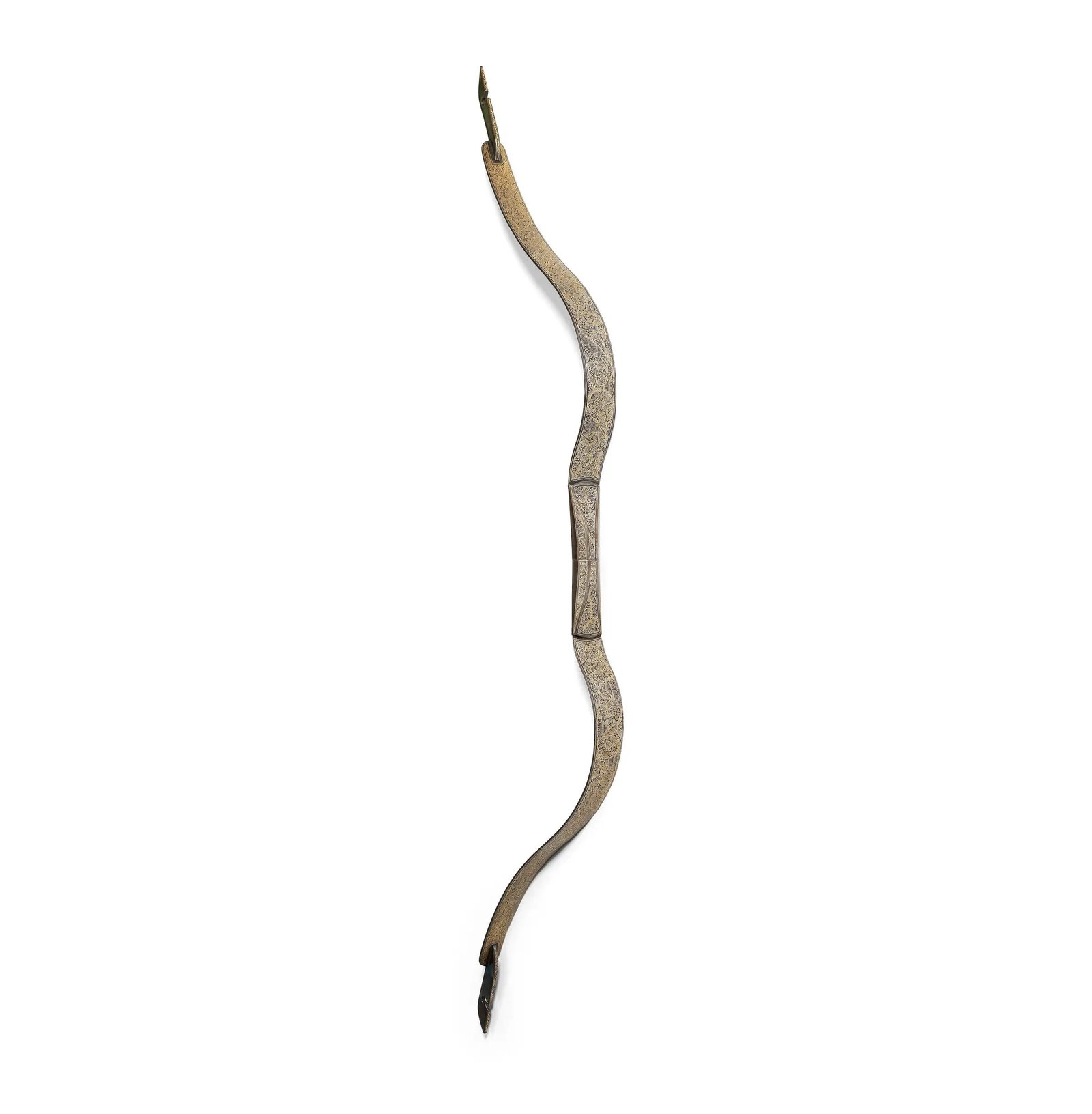 A GOLD KOFTGARI STEEL BOW, INDIA, 19TH - 20TH CENTURY (1 of 8)