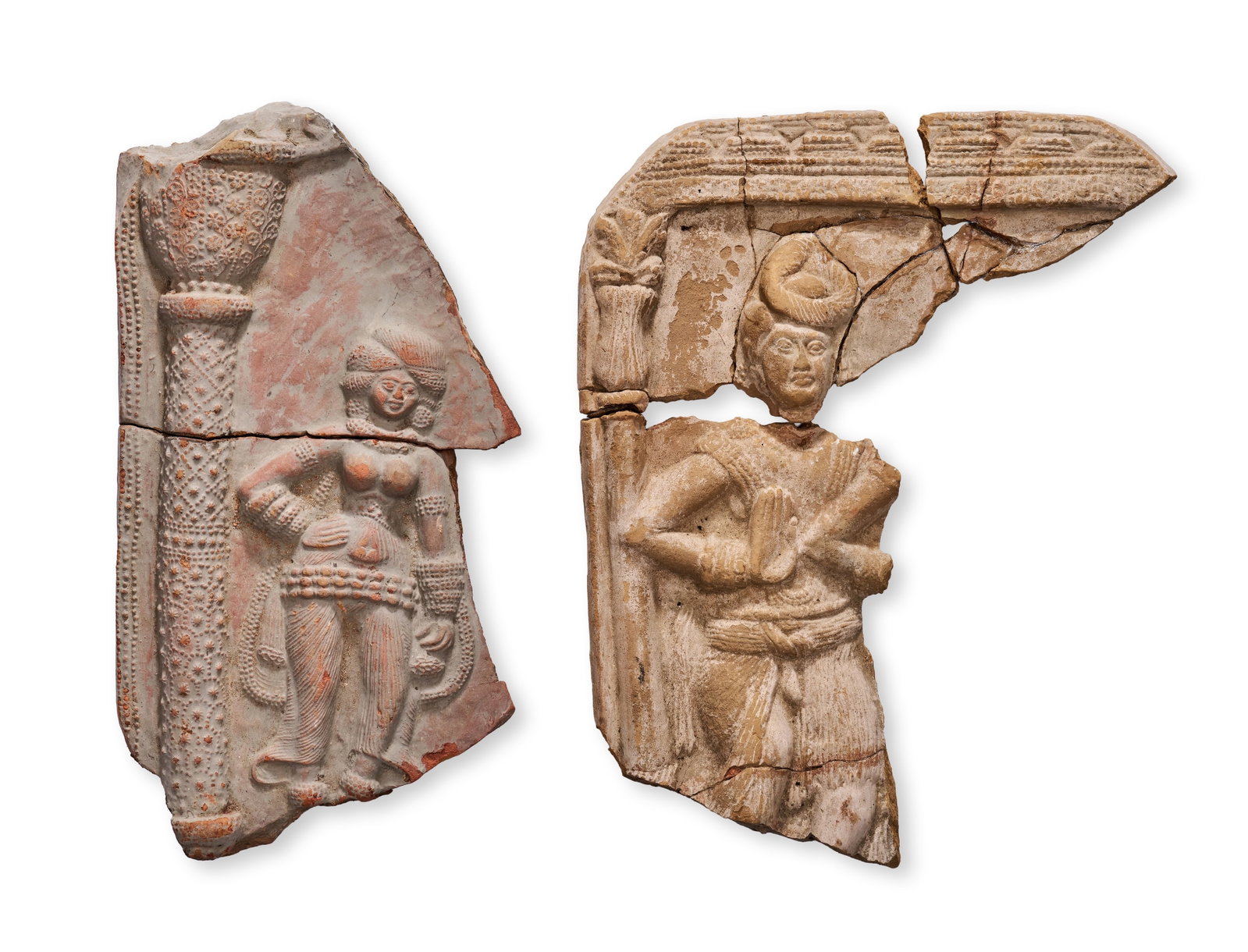 A PAIR OF INDIAN TERRACOTTA RELIEF FRAGMENTS, SHUNGA OR KUSHAN PERIOD, 1ST â€“ 3RD CENTURY A.D (1 of 4)
