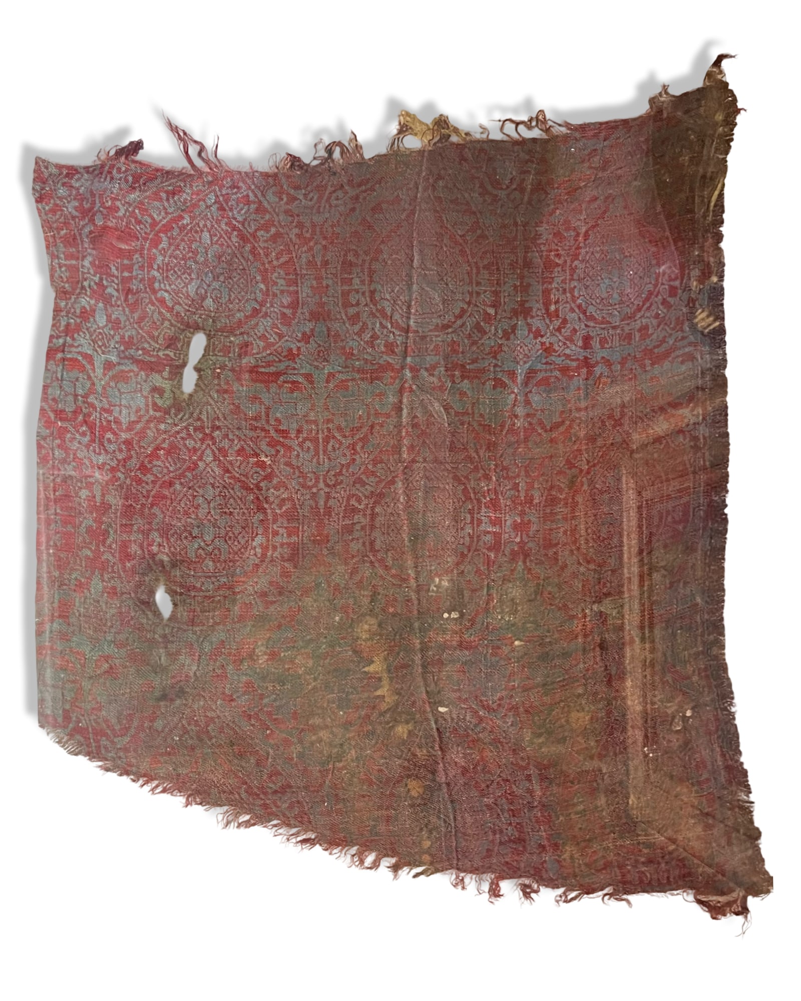 A SELJUK SILK TEXTILE FRAGMENT WITH KUFIC CALLIGRAPHY AND FLORAL DESIGN, EAST ASIA, 11TH - 12TH (1 of 2)