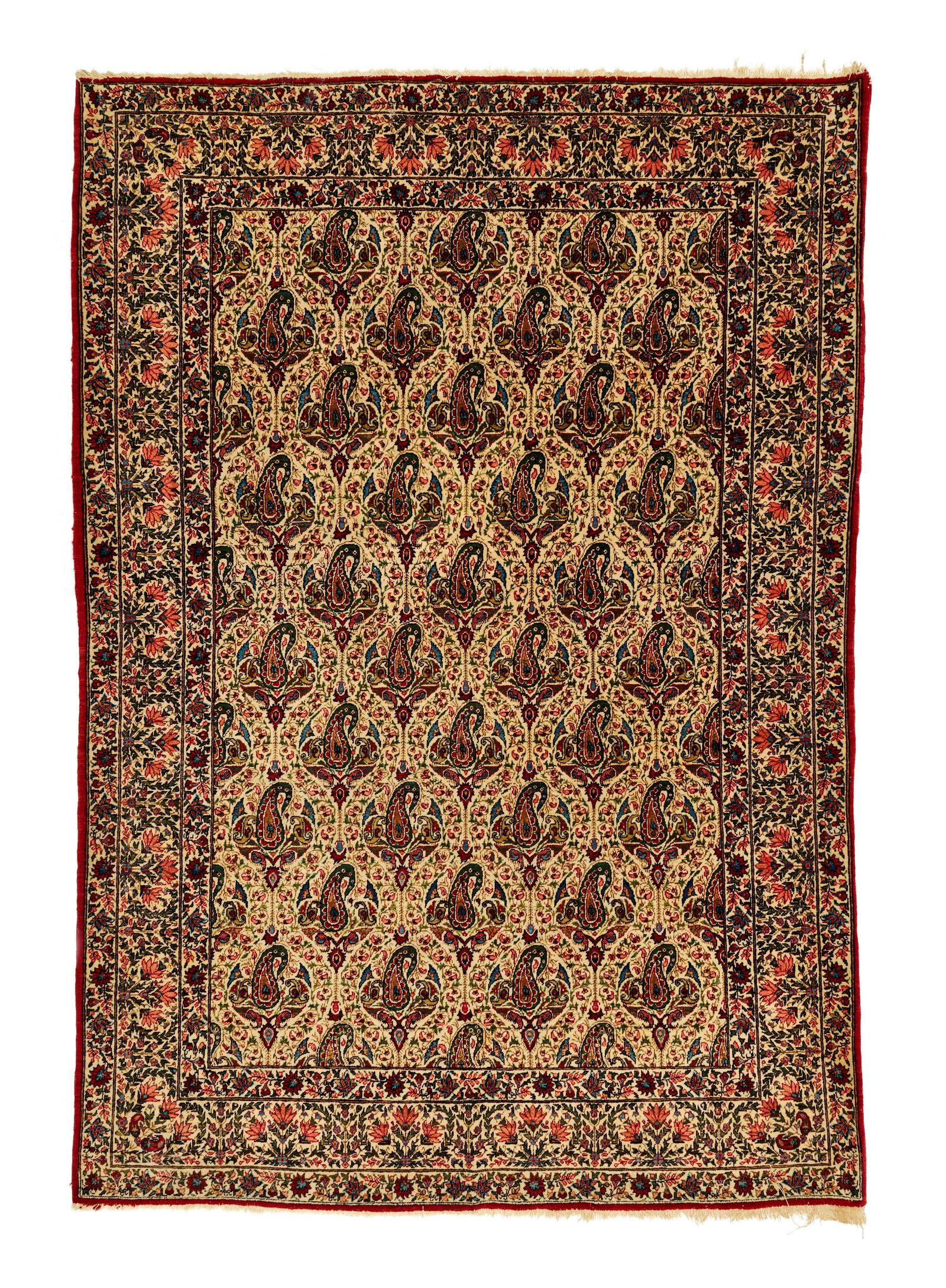 A HAND KNOTTED WOOL QOM RUG (1 of 3)