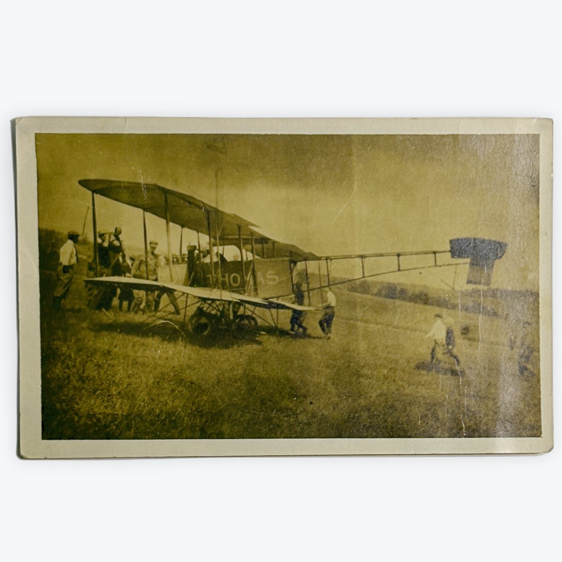 ca. 1910 RPPC Early Thomas Brothers Bi Plane (1 of 2)