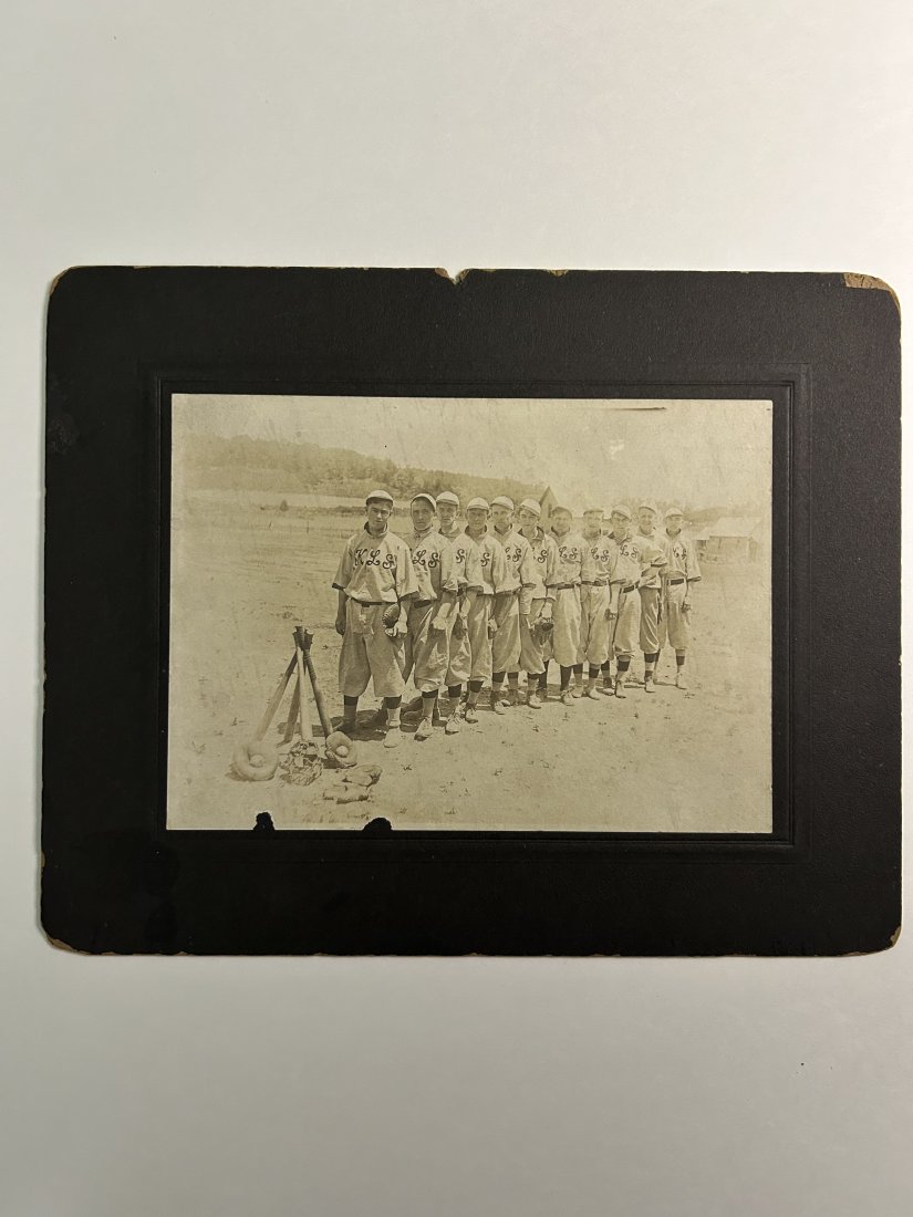 1911 Cabinet Photo Knights and Ladies of Security Baseball Team: An extremely important photo of the baseball team sponsored by the Knights and Ladies of Security Fraternal organization founded originally in Topeka KS as a mutual benefit fraternal organization that