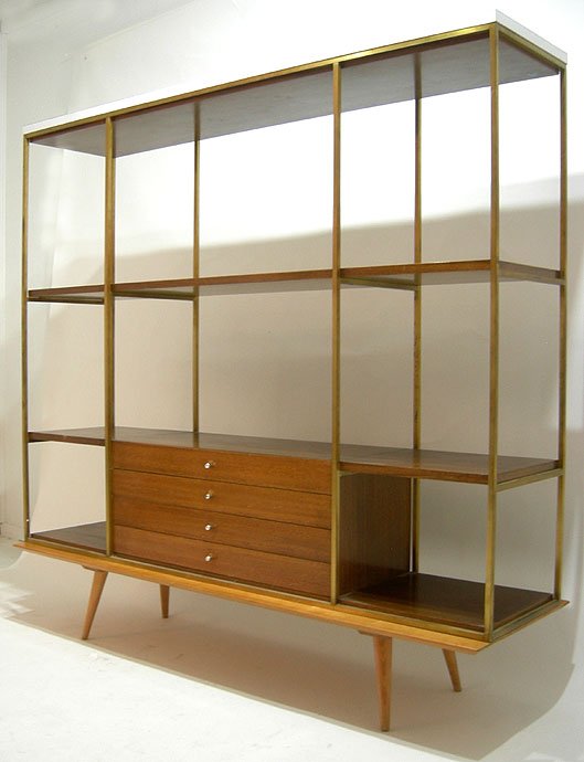 MID CENTURY MODERN PAUL MCCOBB CALVIN DIVIDER: Stunning Mid Century Modern 2 piece room divider designed by Paul Mccobb. Divider consists of two pieces. The base is a low maple bench designed by Mccobb for Planner Group. The top piece is mahogany