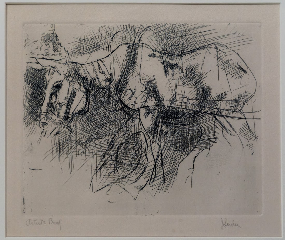 Horse: Wood Block Etching Artist’s Proof of a Draft Horse, pencil signed lower right corner and Artist’s Proof lower right corner. Jack Levine