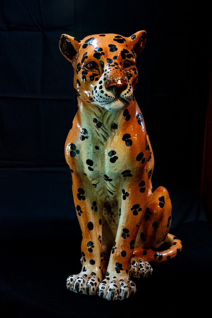 Sitting Leopard Italian Sculpture (1 of 7)