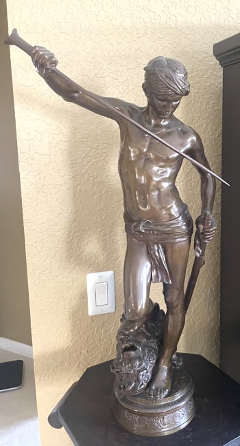 19TH C ANTOINE MERCIE BARBEDIENNE BRONZE OF DAVID (1 of 6)